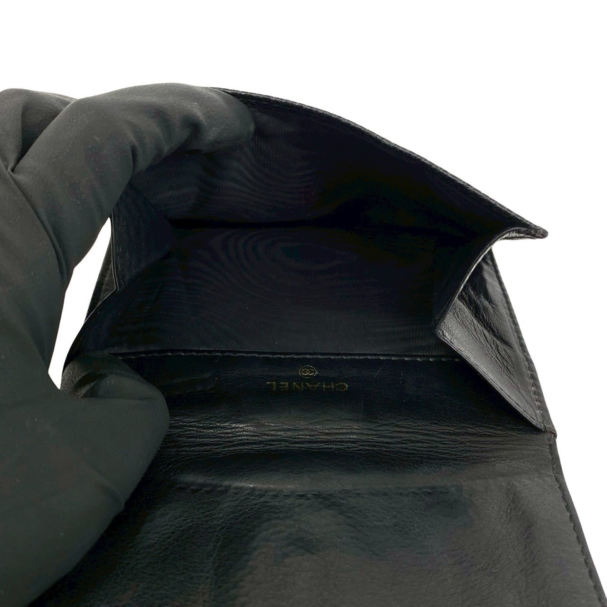 Chanel Black Grained Calfskin Wallet (Bi-Fold)