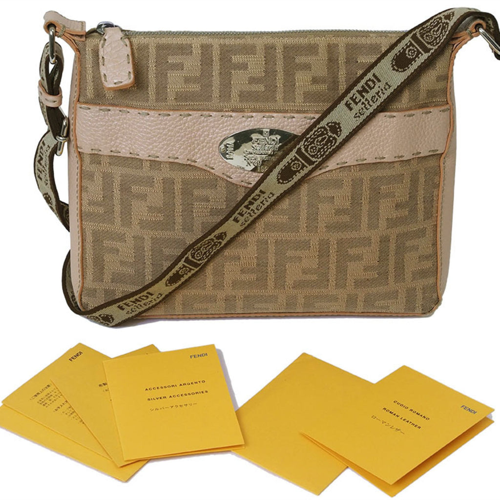 Fendi Selleria Pink Canvas Shoulder Bag
