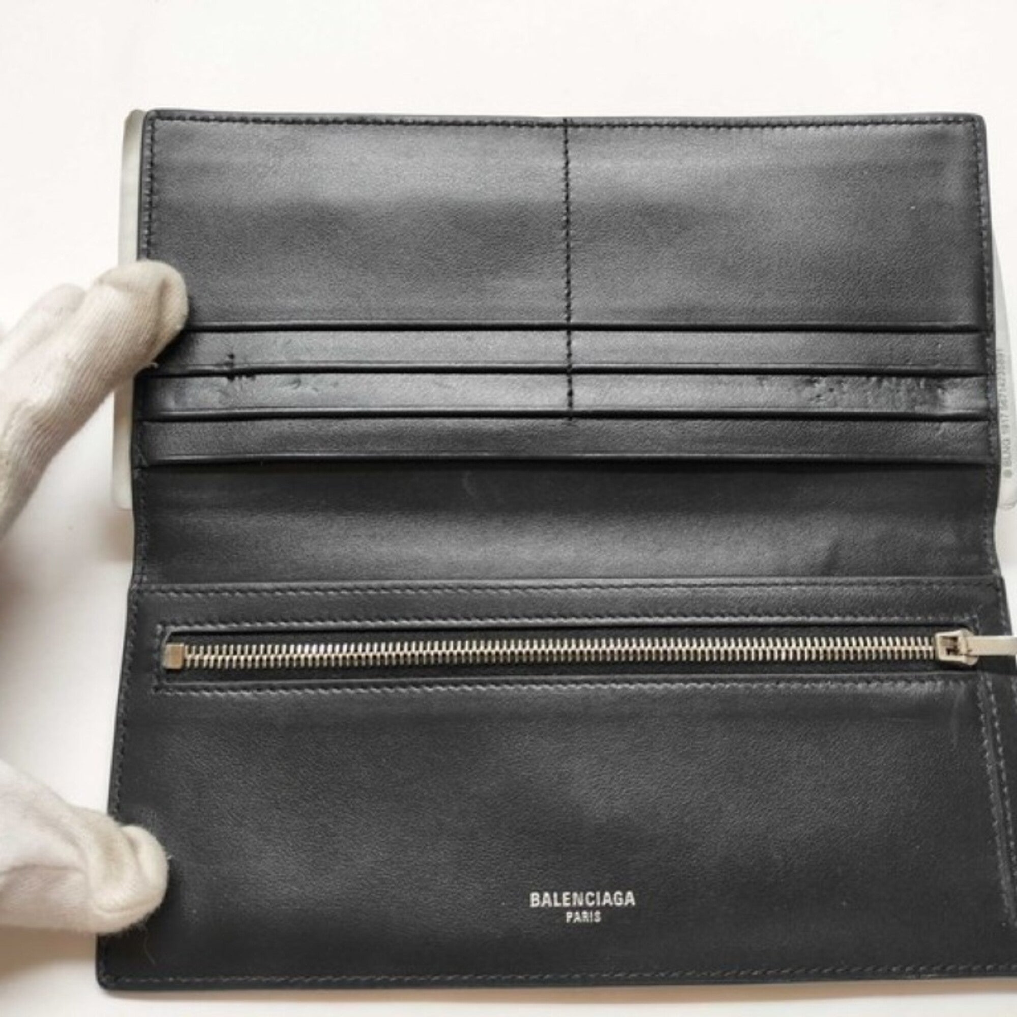 Balenciaga Black Leather Long Wallet (Bi-Fold)