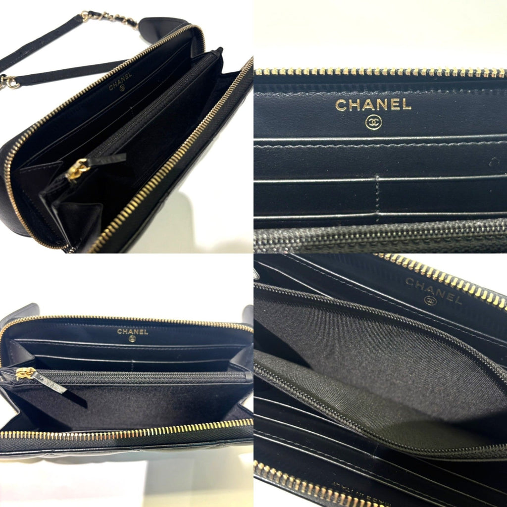 Chanel Black Leather Long Wallet (Bi-Fold)