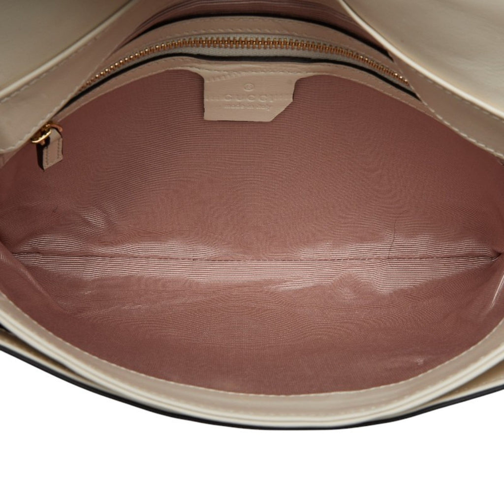 Gucci Black White Leather Shoulder Bag (Pre-Owned)