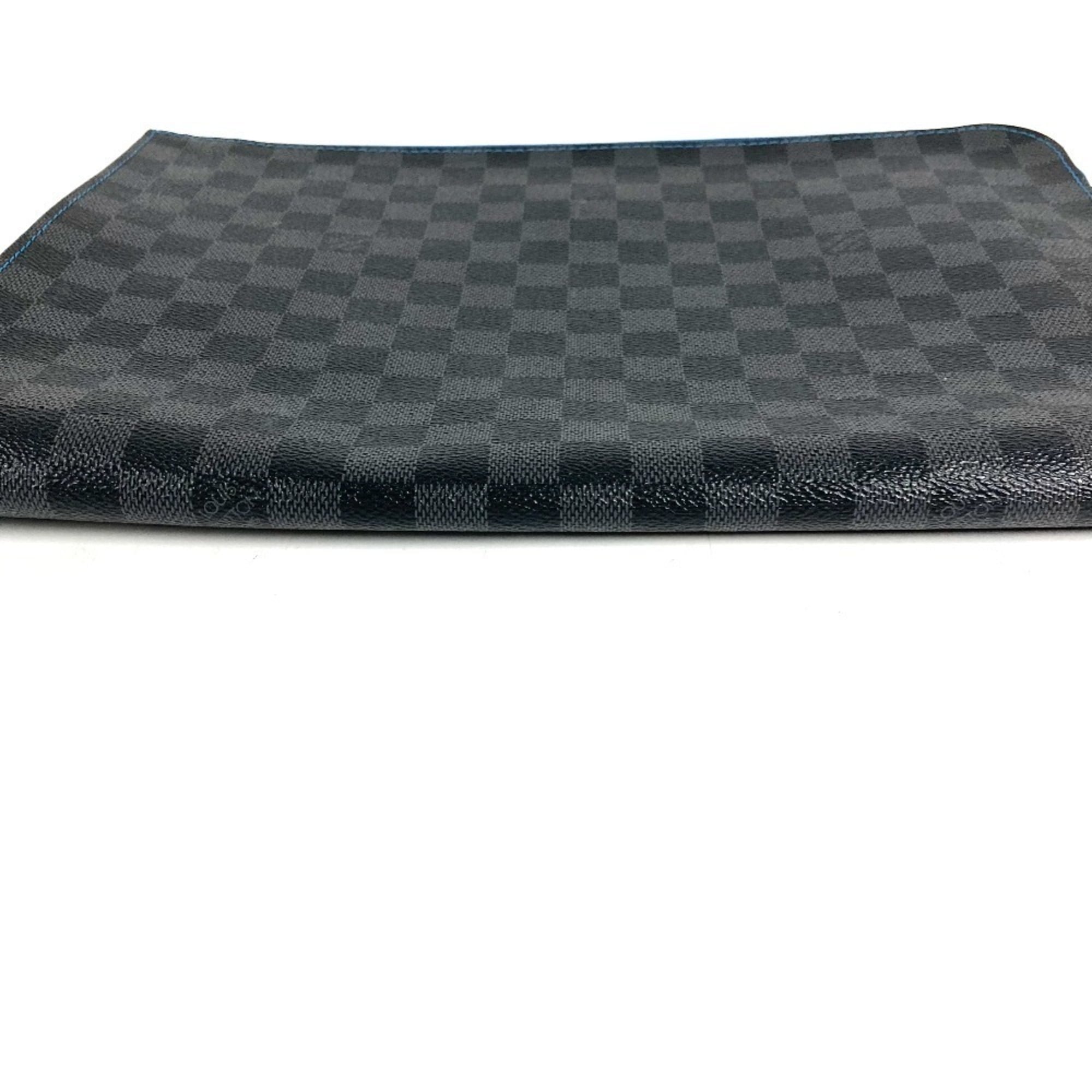 Louis Vuitton Black Blue Damier Graphite Clutch Bag Pochette Pouch