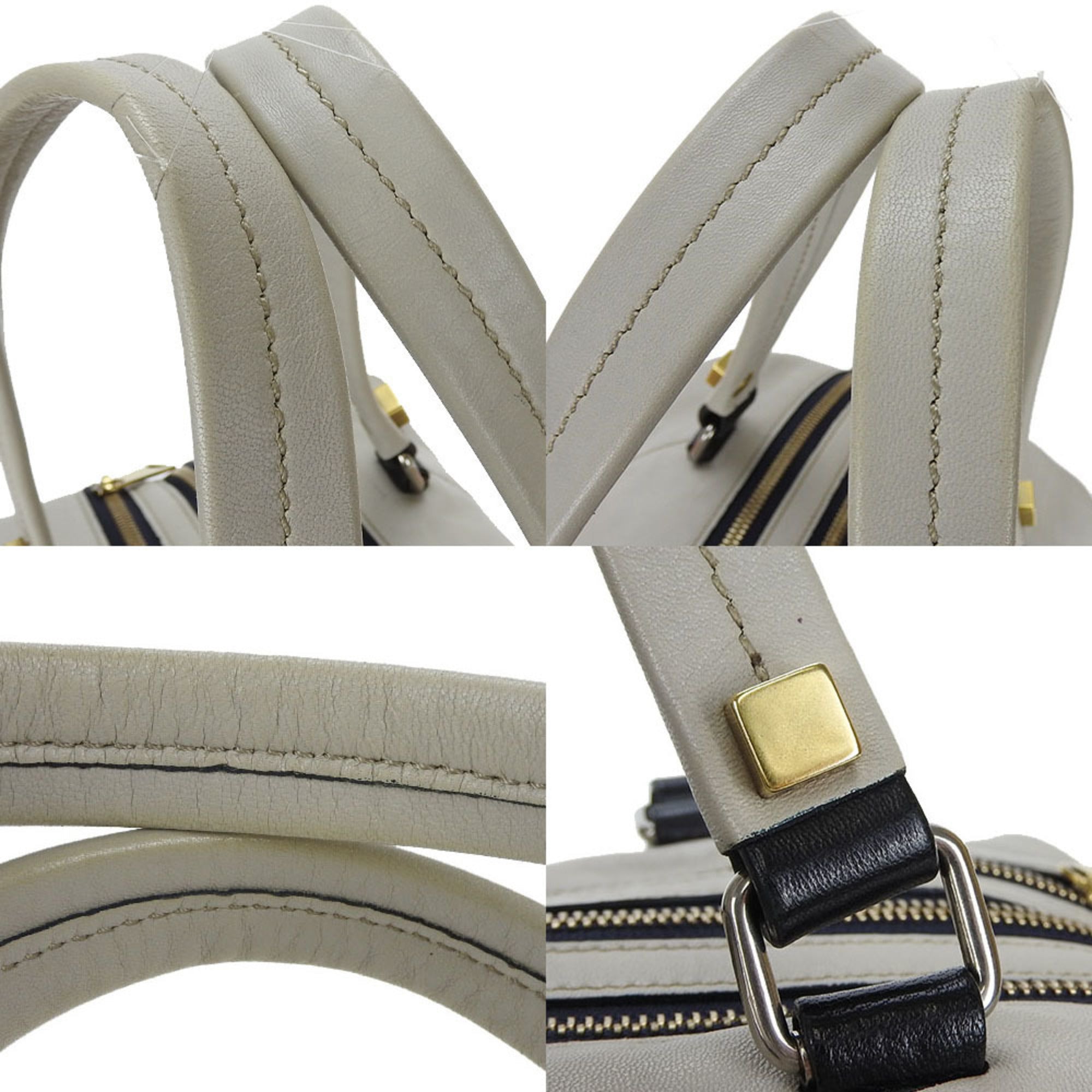 Celine Light Gray Leather Boston Bag Handbag