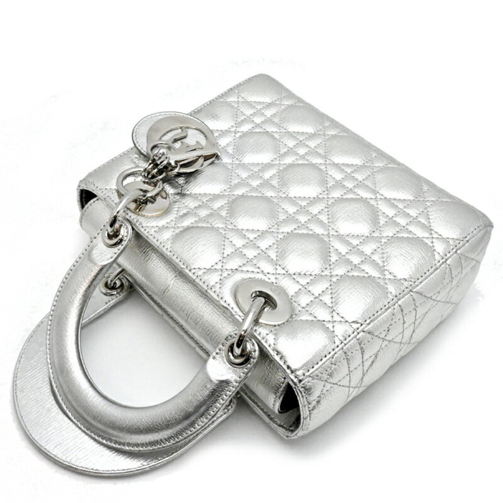 Christian Dior Silver Leather Handbag (Pre-Owned)