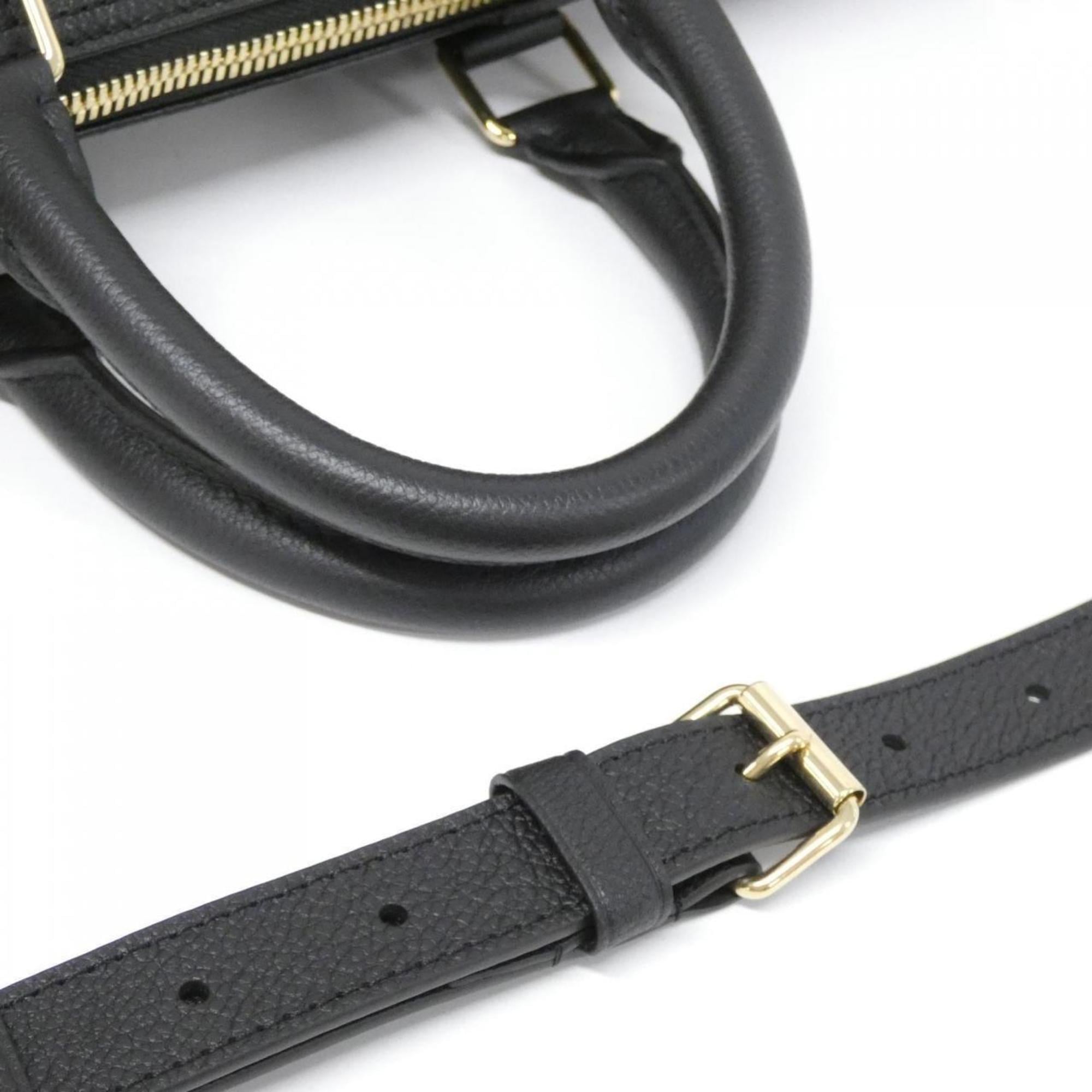Louis Vuitton Beige Black Leather Boston Bag