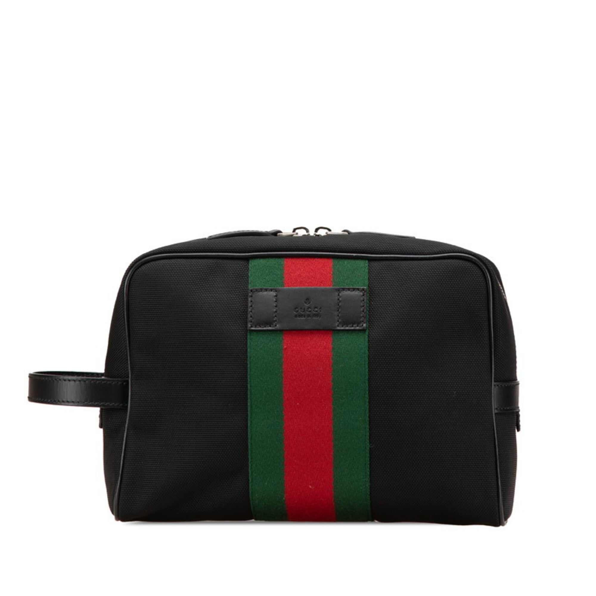 Gucci Black Leather Nylon Canvas Clutch Bag (Pre-Owned)
