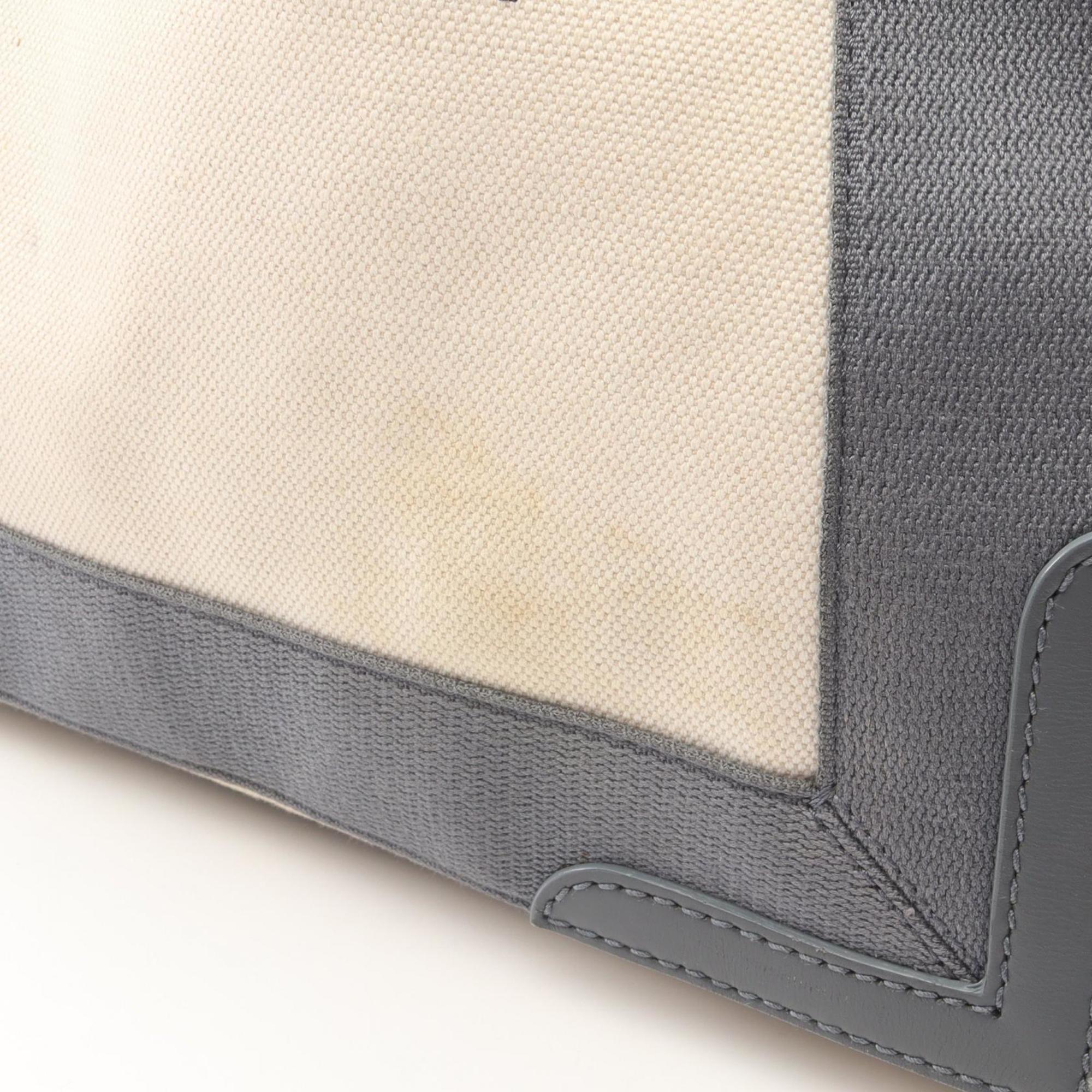 Balenciaga Gray Navy White Canvas Leather Handbag Tote