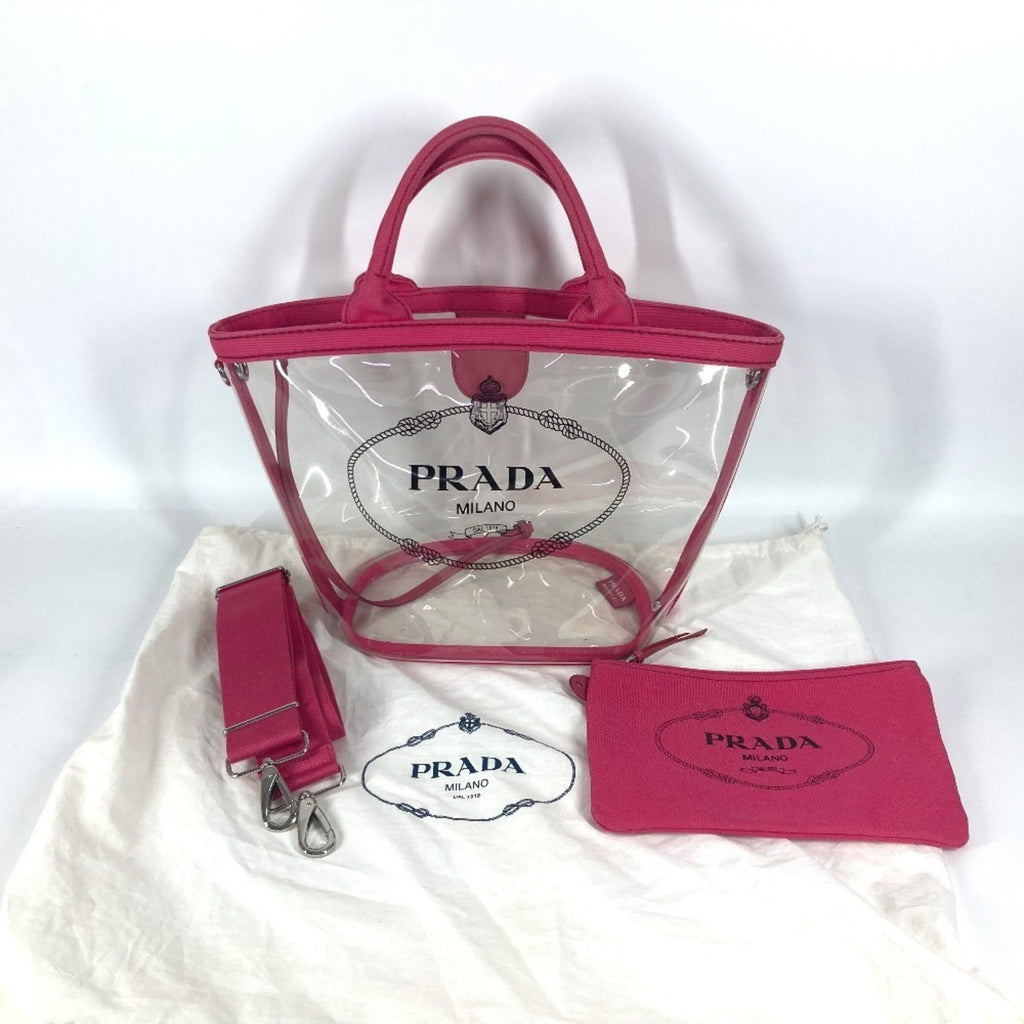 Prada Canapa Pink Vinyl Beach Bag Handbag Shoulder Bag Tote Bag