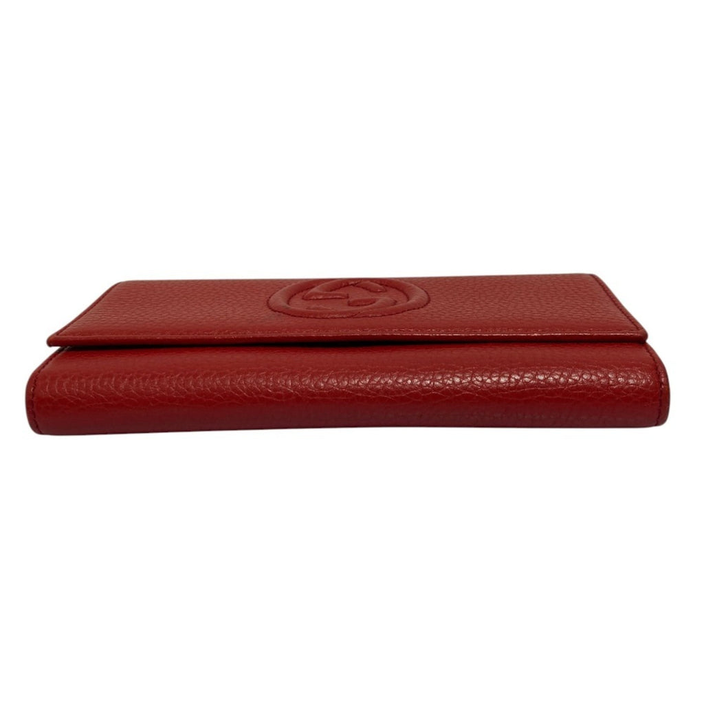 Gucci Red Color Leather Long Wallet (Bi-Fold) (Pre-Owned)