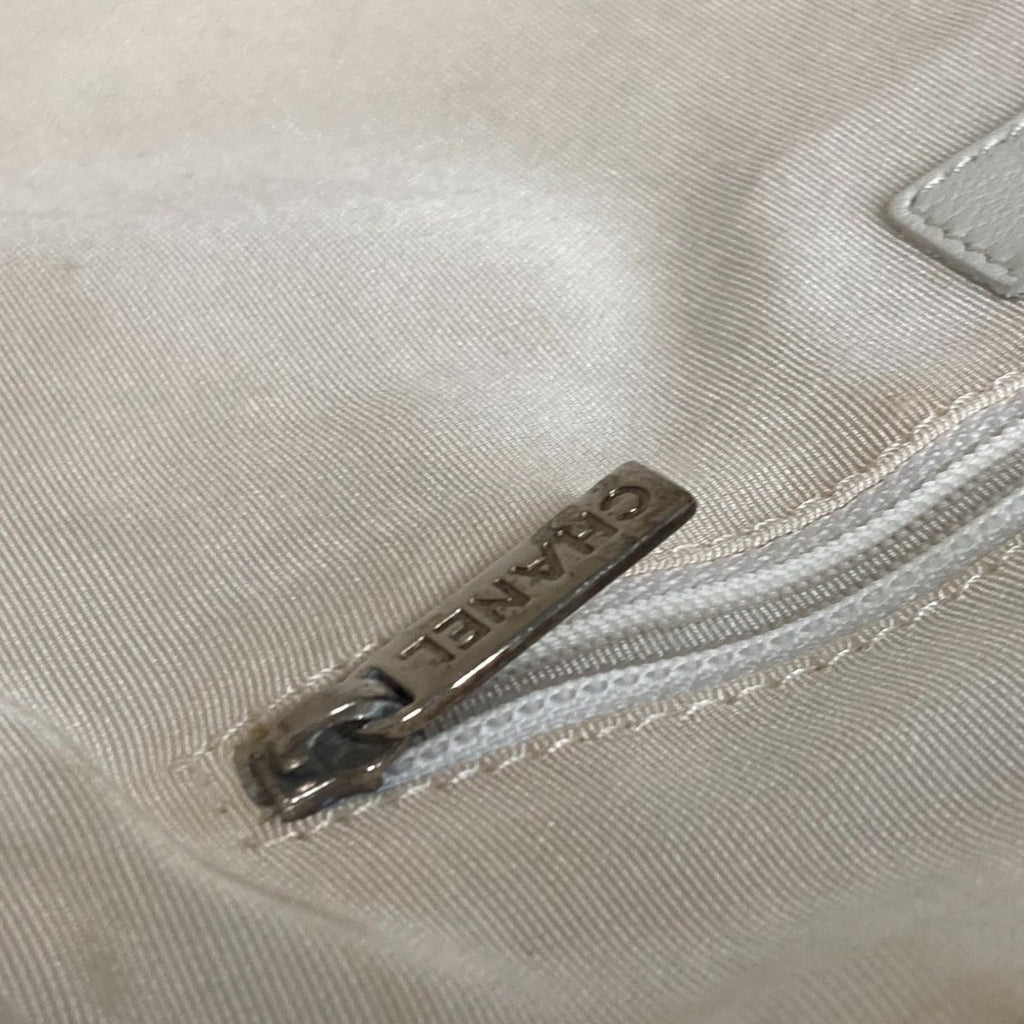 Chanel White Leather Boston Bag