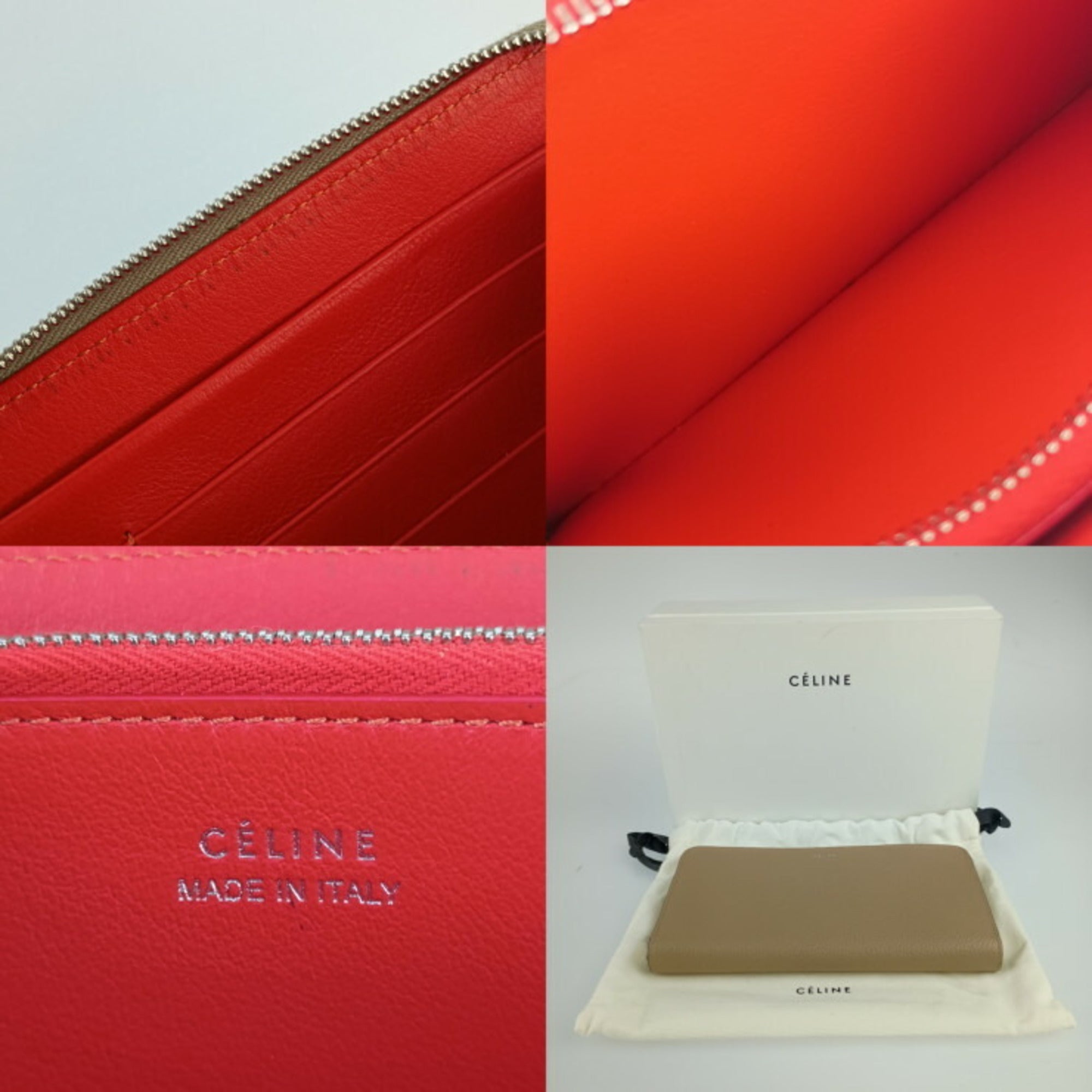 Celine Beige Leather Long Wallet (Bi-Fold)