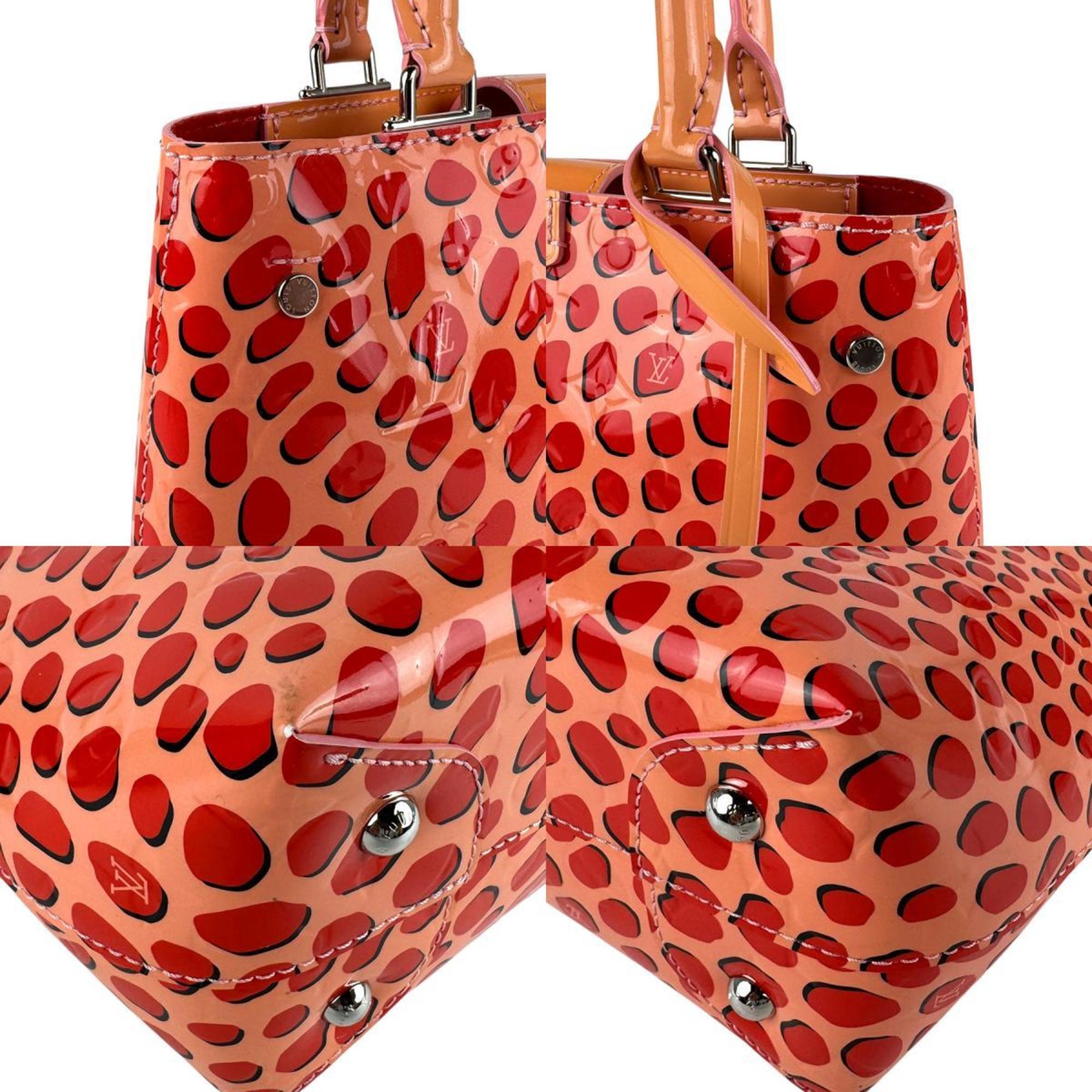 Louis Vuitton Pink Beige Red Color Patent Leather Handbag Shoulder Bag