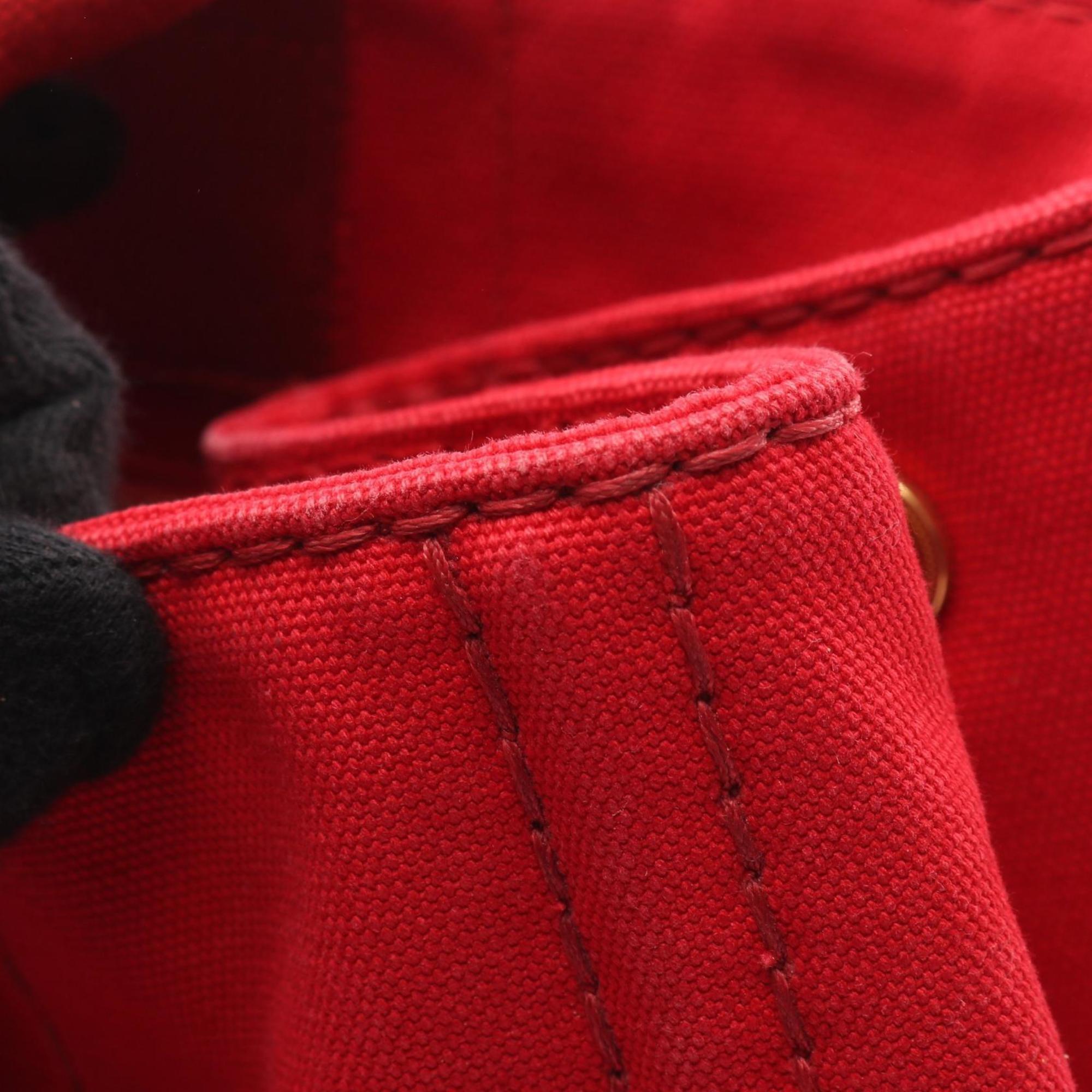 Prada Red Color Canvas Tote Bag
