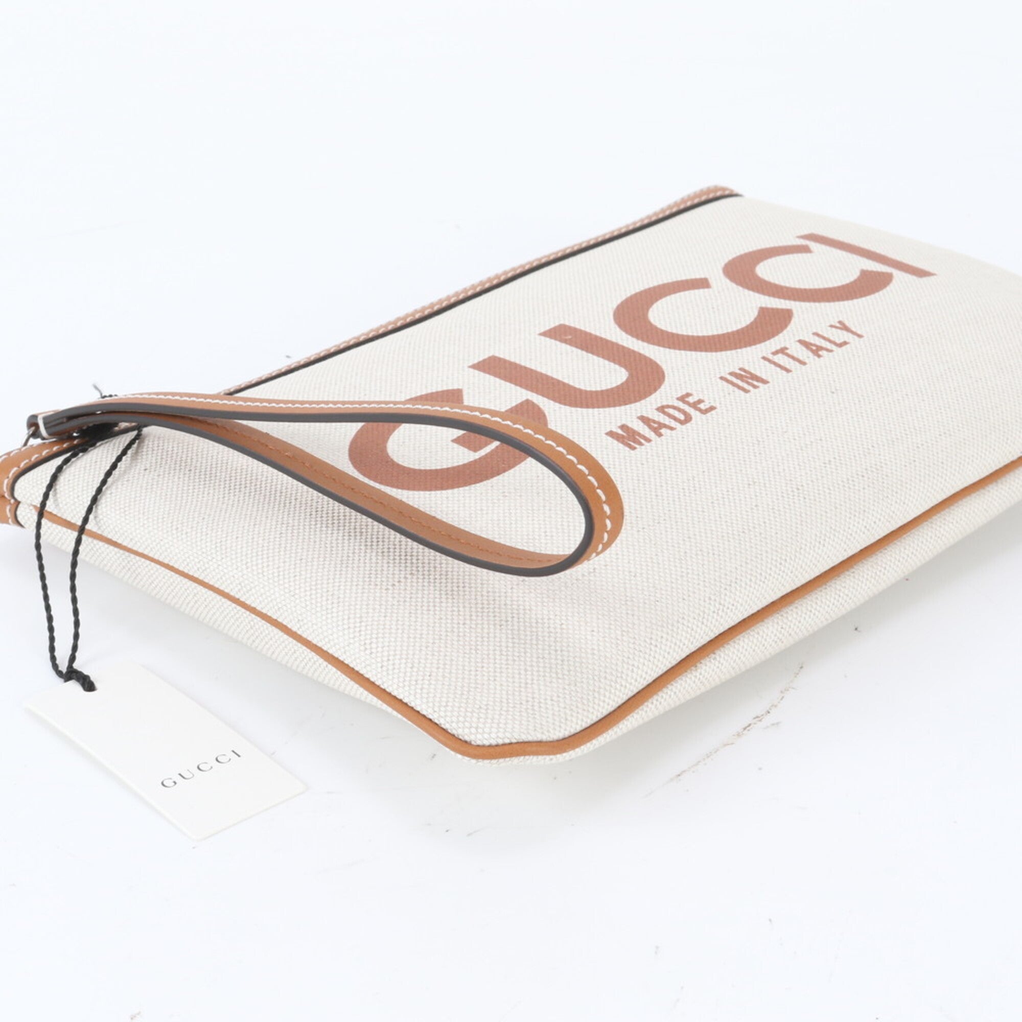 Gucci Beige Leather Canvas Handbag (Pre-Owned)