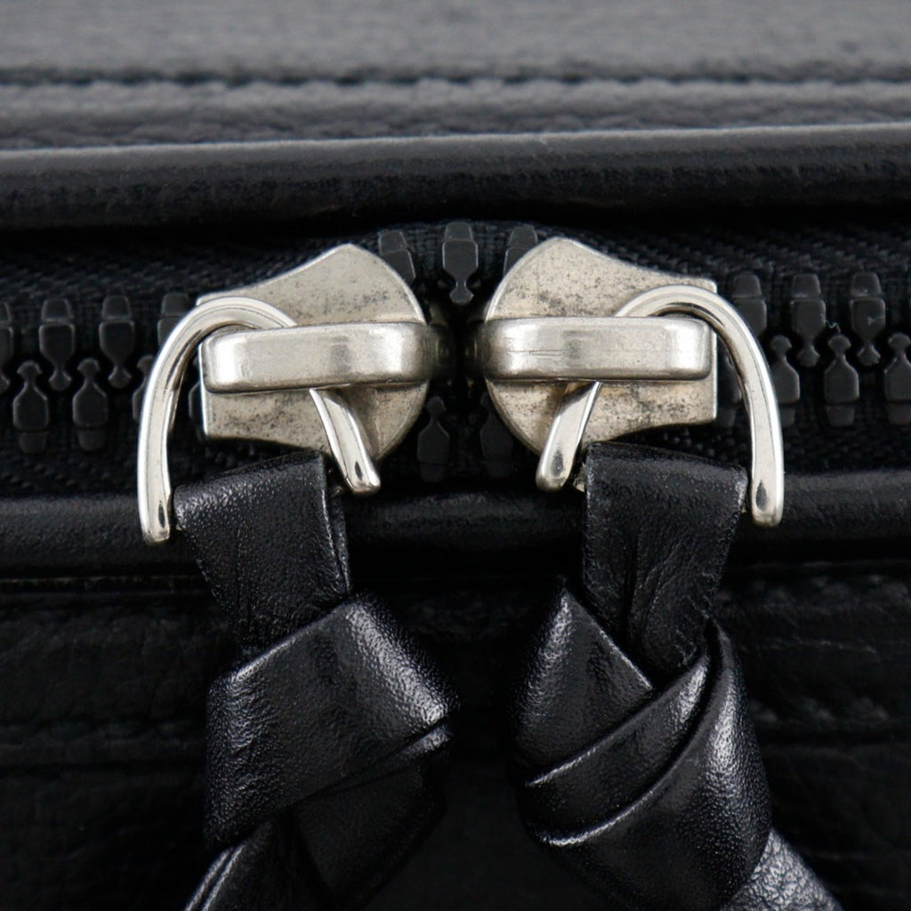 Bottega Veneta Black Gray Canvas Leather Tote Bag