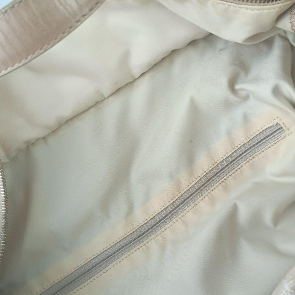 Chanel Beige Canvas Handbag Shoulder Bag Tote Bag