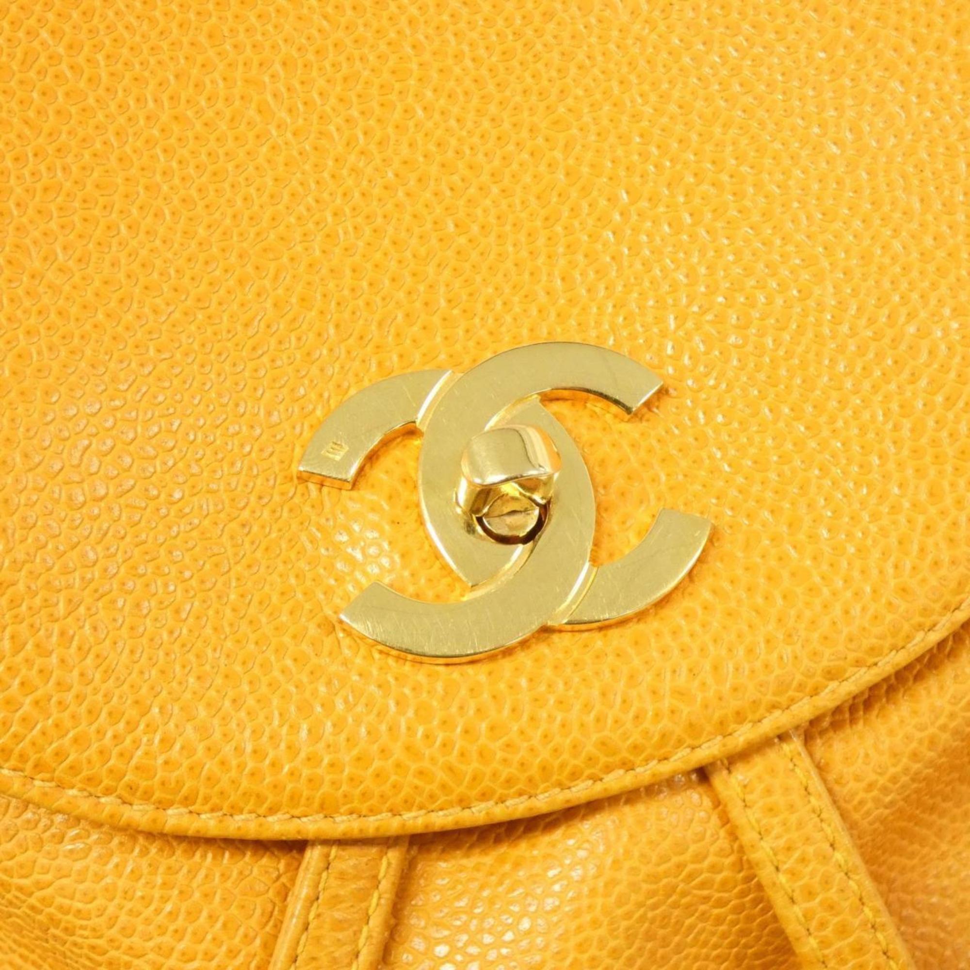 Chanel Orange Caviar Leather Backpack