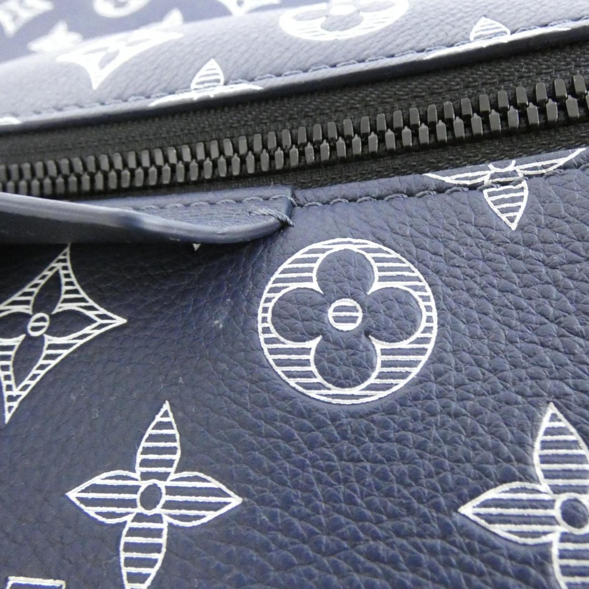 Louis Vuitton Monogram Shadow Black Navy Leather Backpack