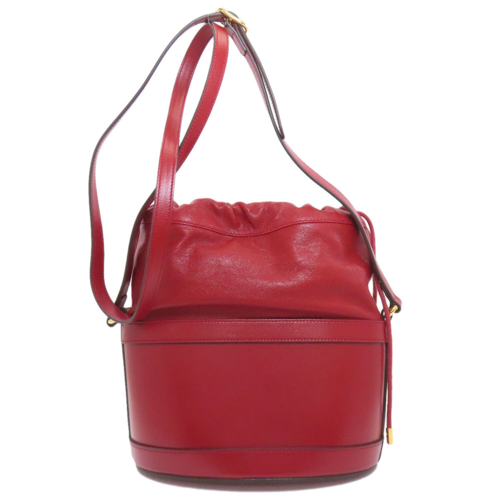 Gucci Red Color Leather Shoulder Bag (Pre-Owned)