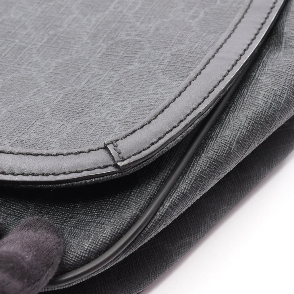 Gucci Black Leather Canvas Handbag Shoulder Bag (Pre-Owned)