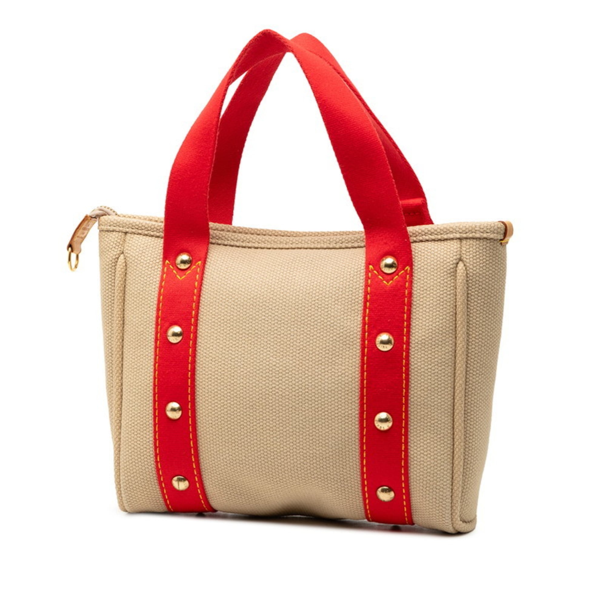 Louis Vuitton Beige Canvas Leather Handbag Tote Bag