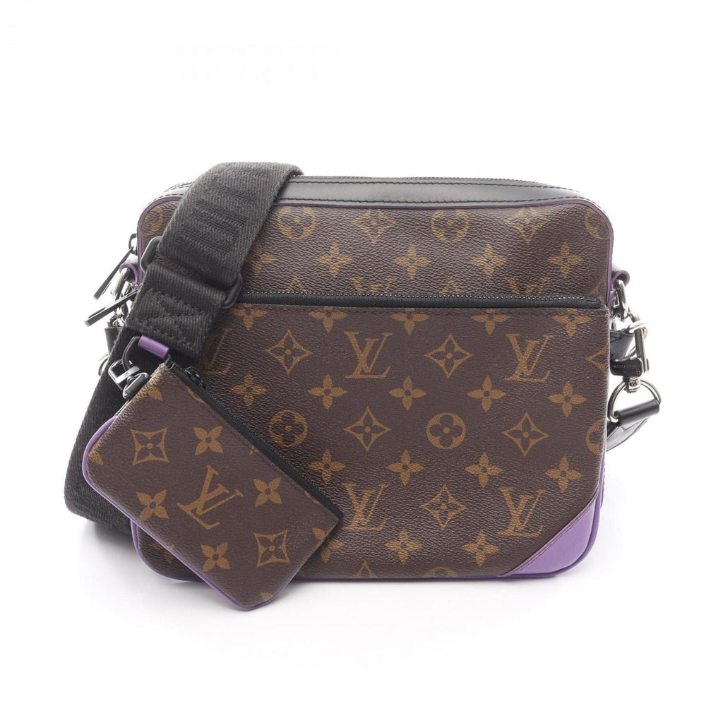 Louis Vuitton Black Brown Monogram Macassar Purple Coated Canvas Shoulder Bag