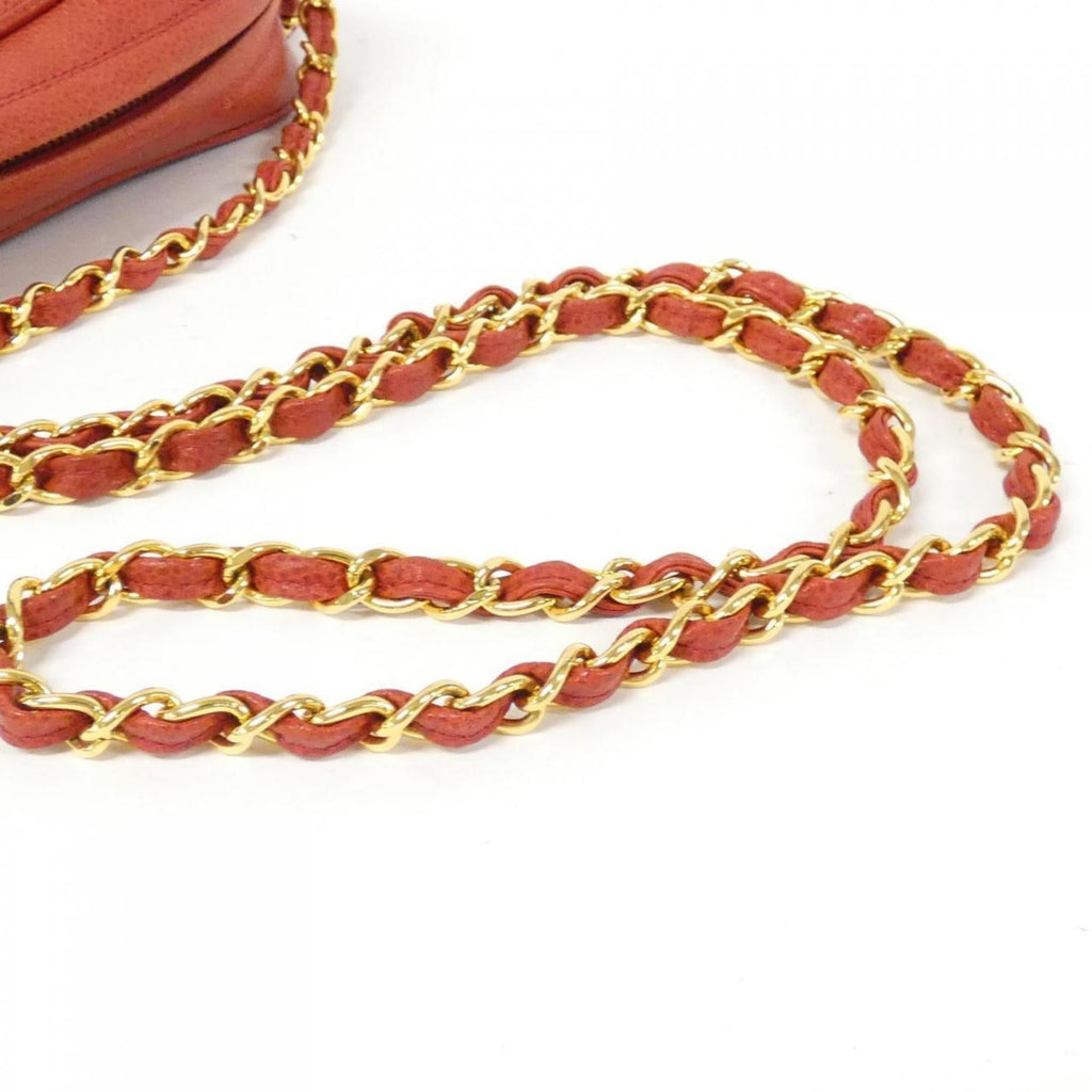 Chanel Red Color Grained Calfskin Shoulder Bag