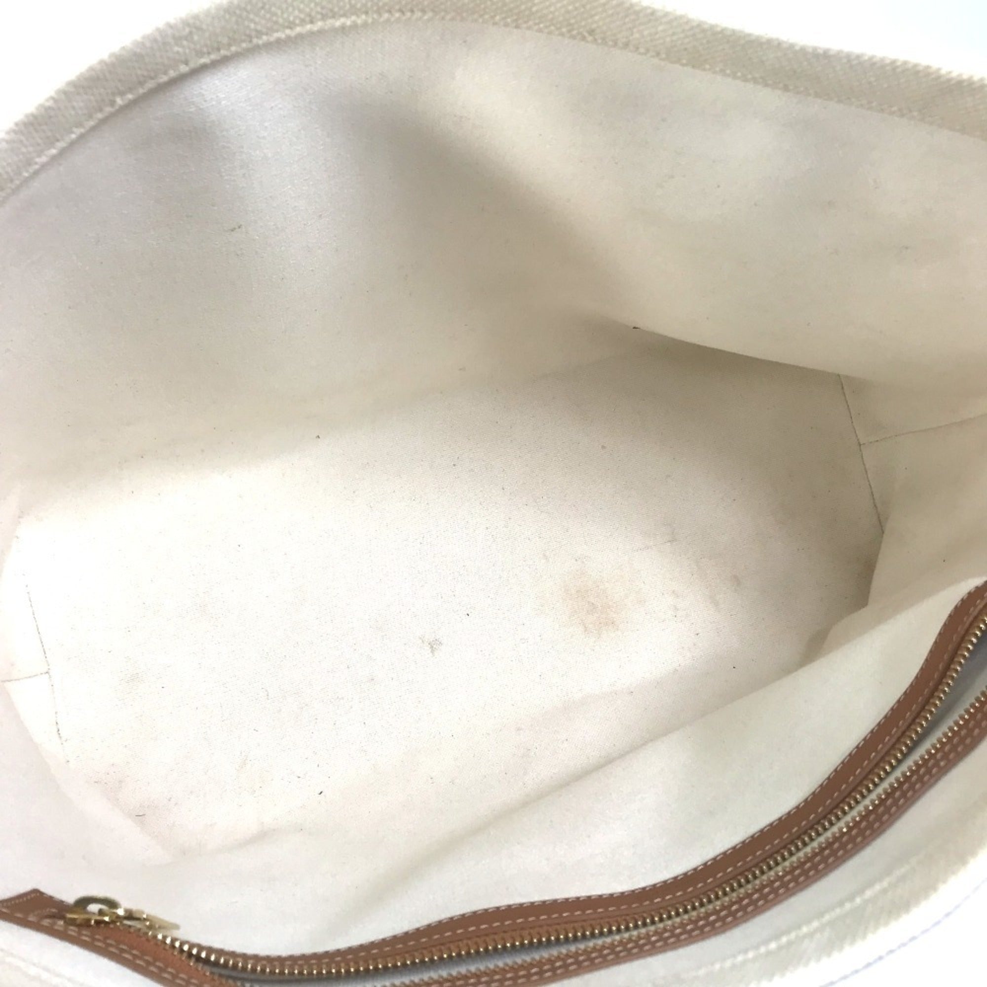 Celine Cabas Beige Canvas Leather Shoulder Bag Tote Bag