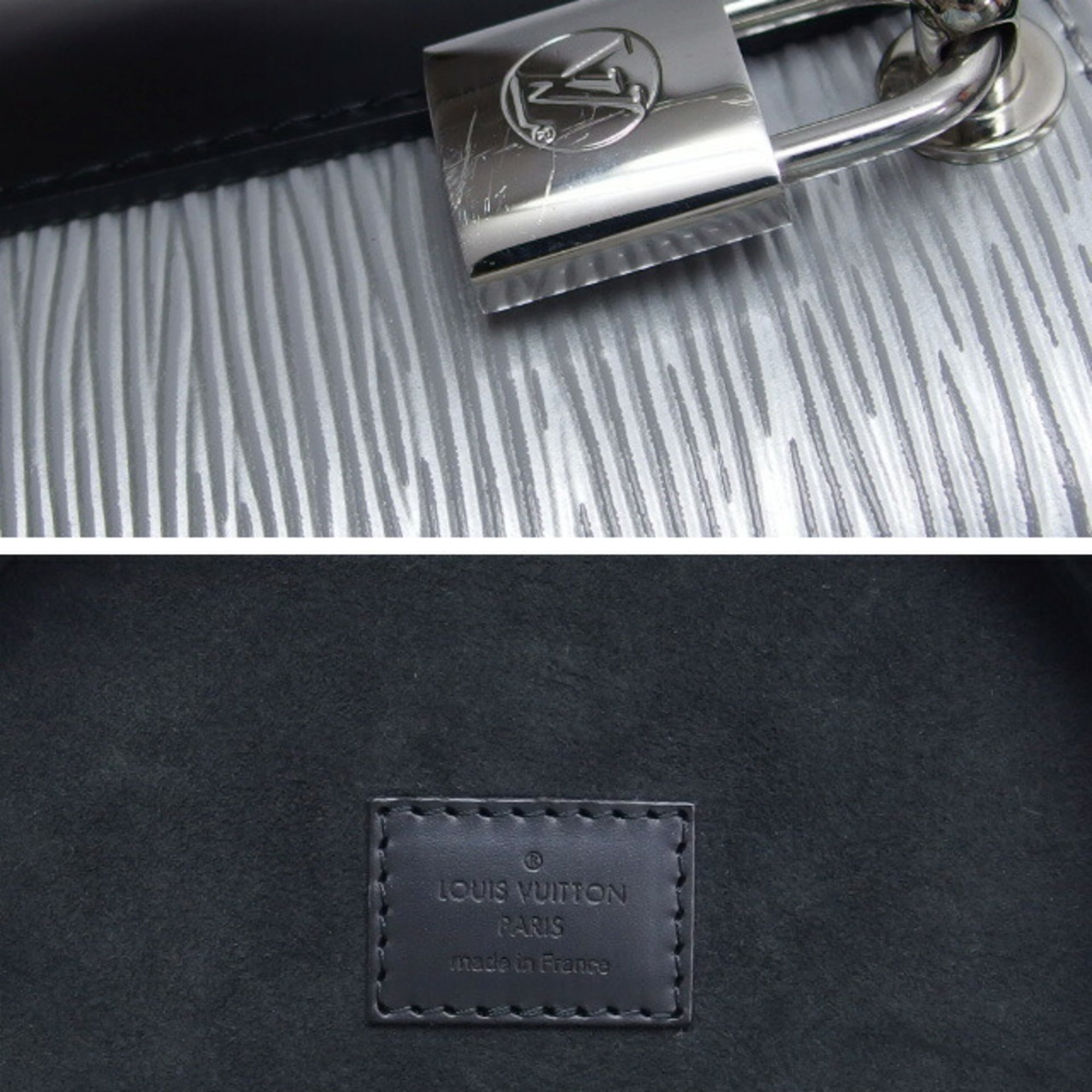 Louis Vuitton Noir Silver Epi Leather Leather Handbag Shoulder Bag Vanity Bag