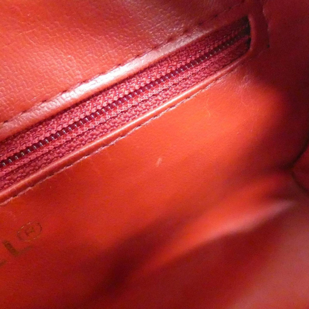 Chanel Red Color Grained Calfskin Pouch