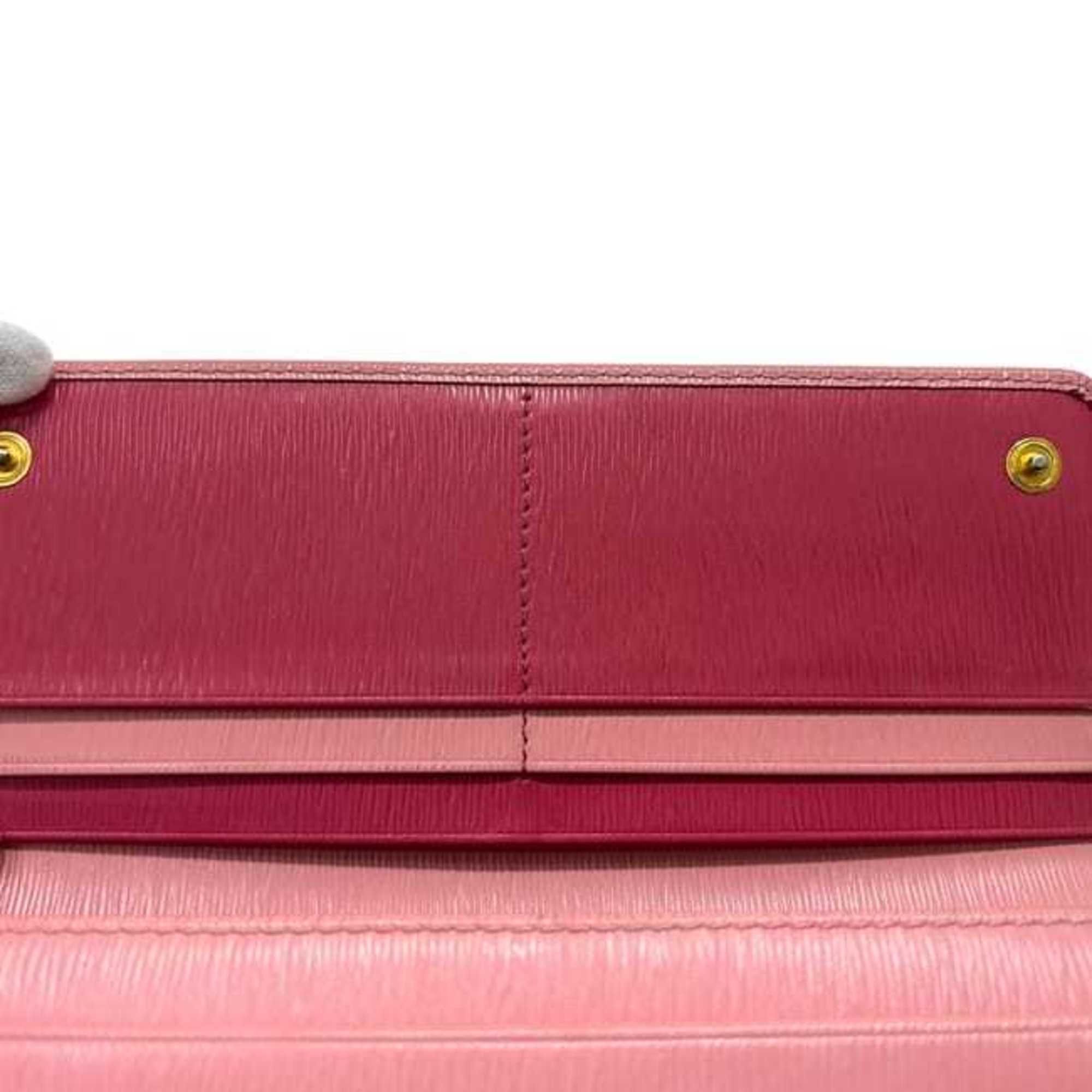 Prada Pink Leather Long Wallet (Bi-Fold)