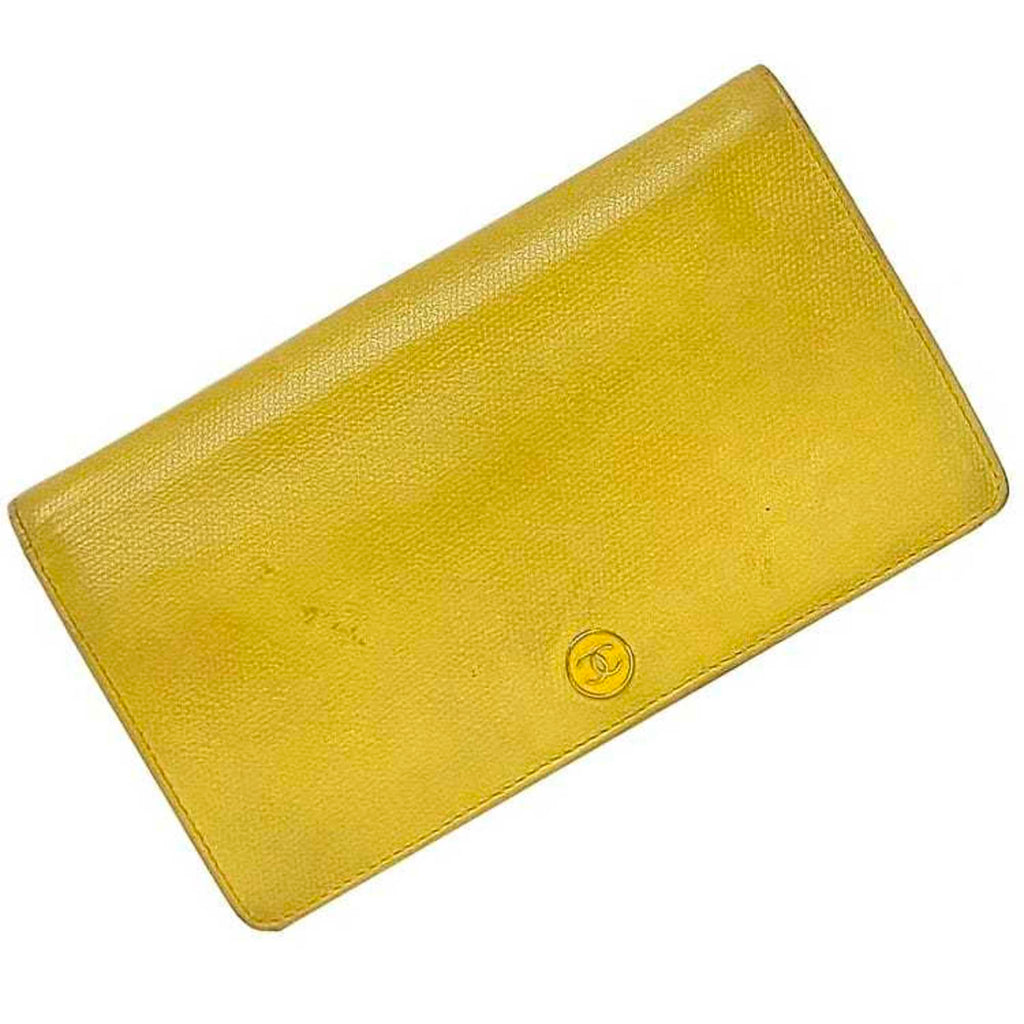 Chanel Yellow Leather Long Wallet (Bi-Fold)