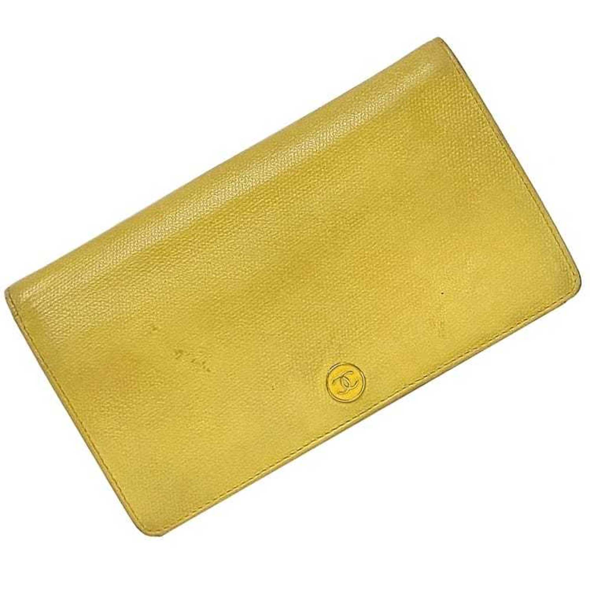 Chanel Yellow Leather Long Wallet (Bi-Fold)