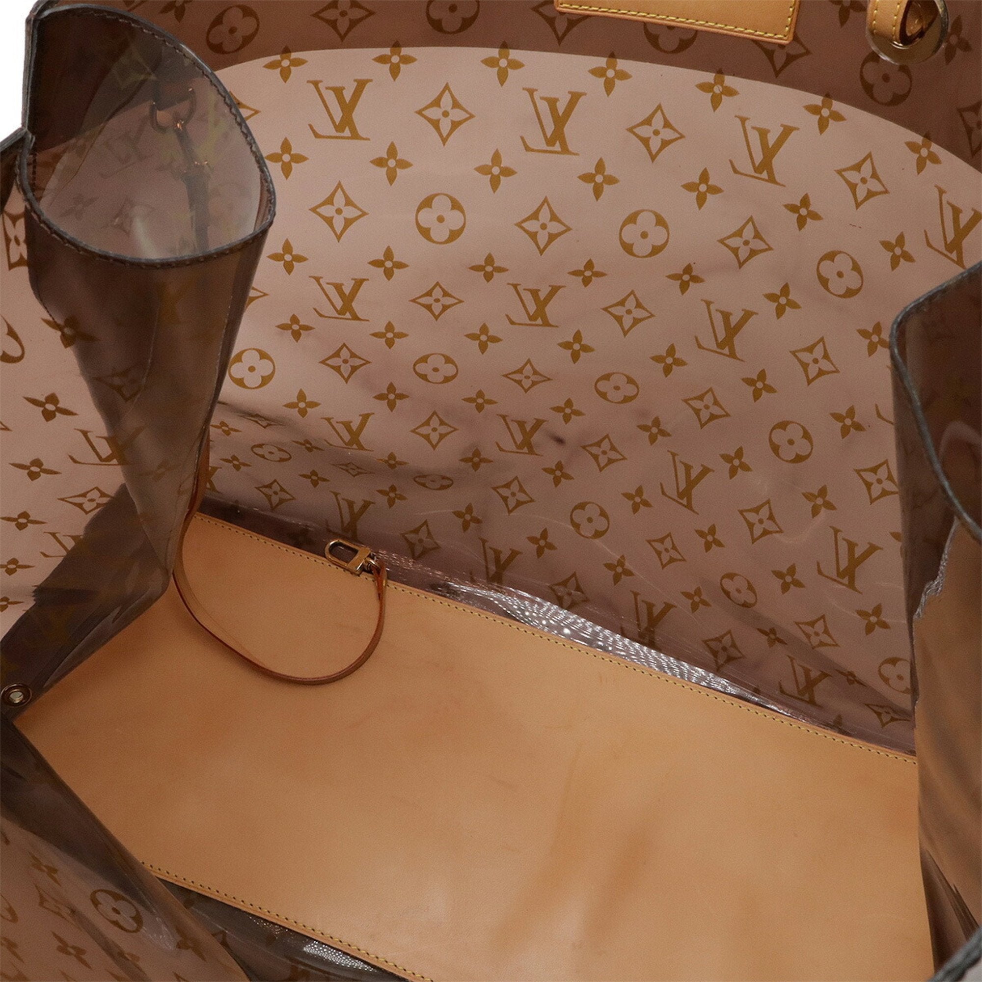 Louis Vuitton Brown Clear Vinyl Leather Beach Bag Shoulder Bag Tote Bag