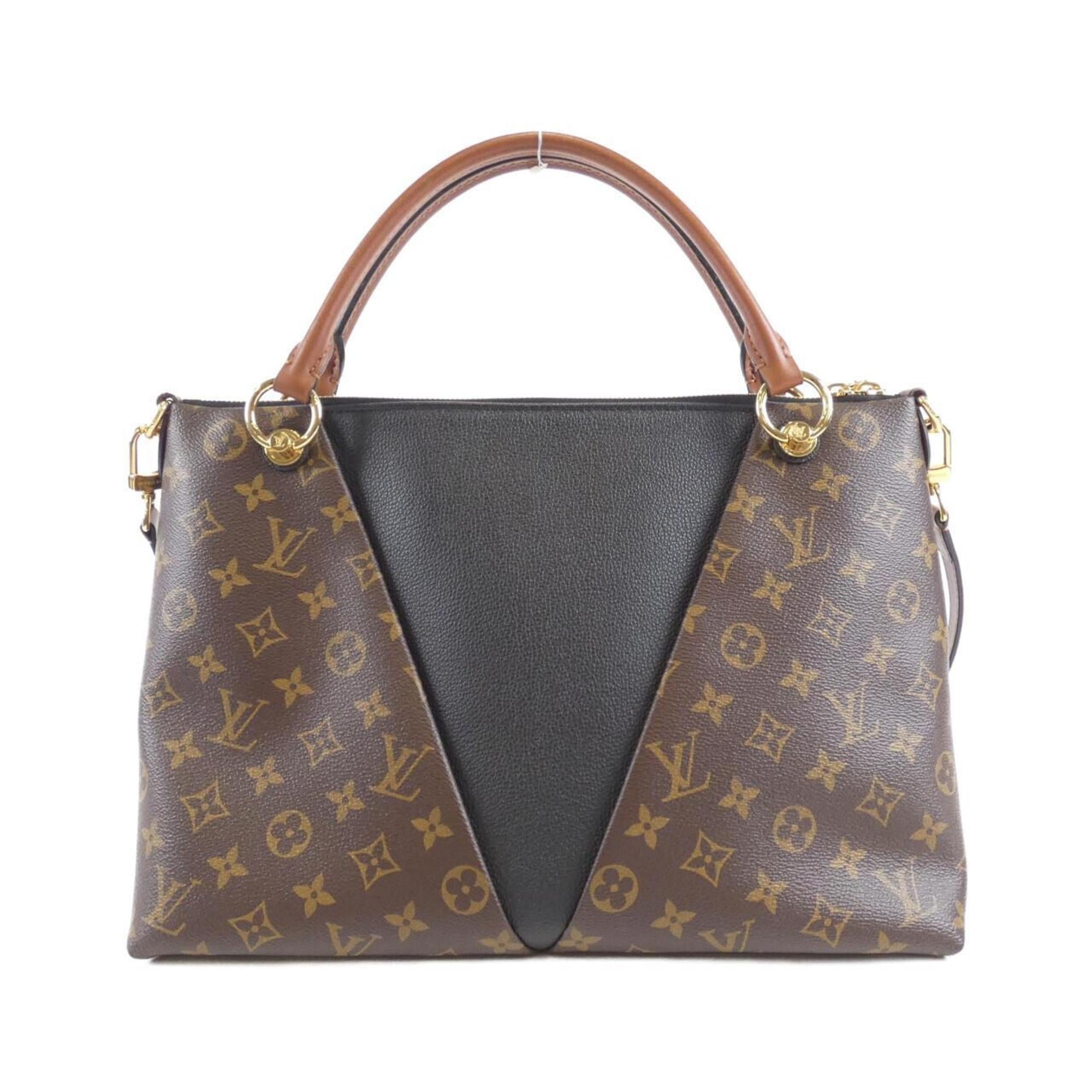 Louis Vuitton Black Marron Coated Canvas Leather Handbag