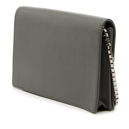 Balenciaga Gray Metallic Leather Chain/Shoulder Wallet