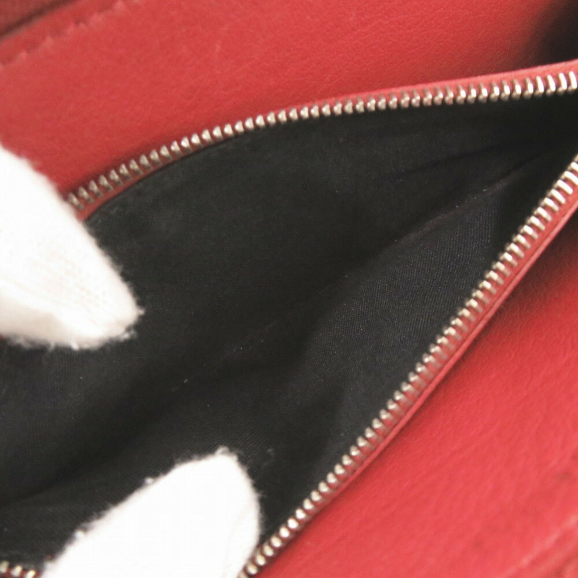 Balenciaga Red Color Leather Long Wallet (Bi-Fold)