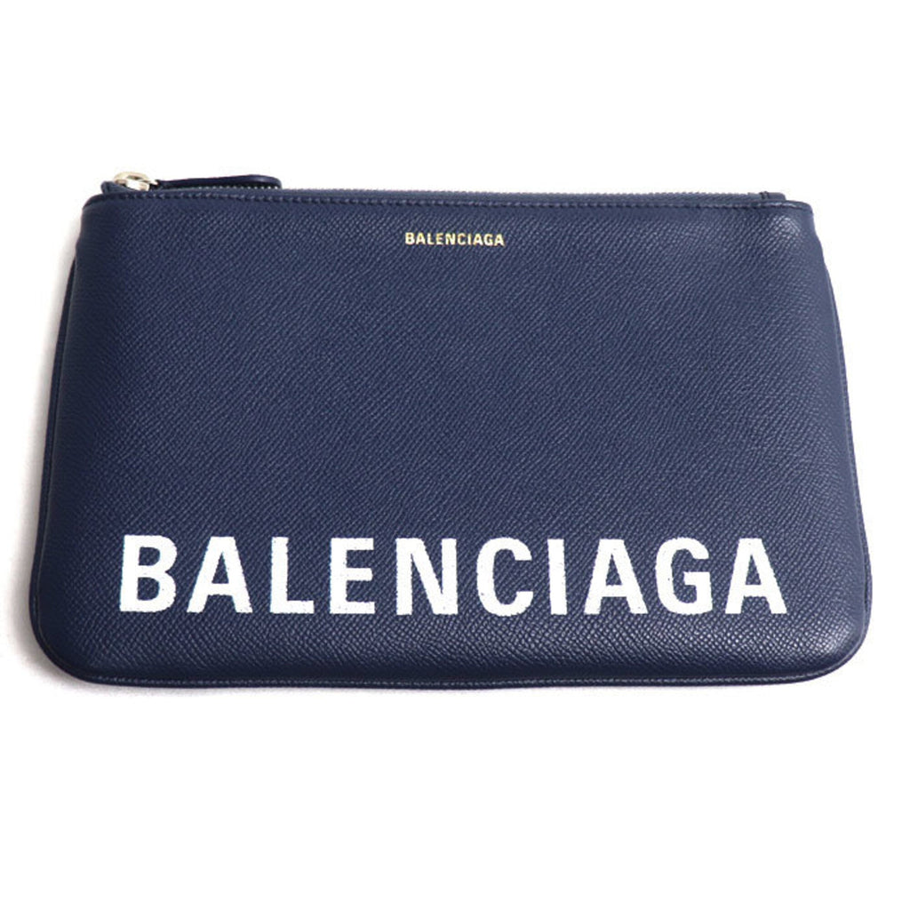 Balenciaga Navy Leather Clutch