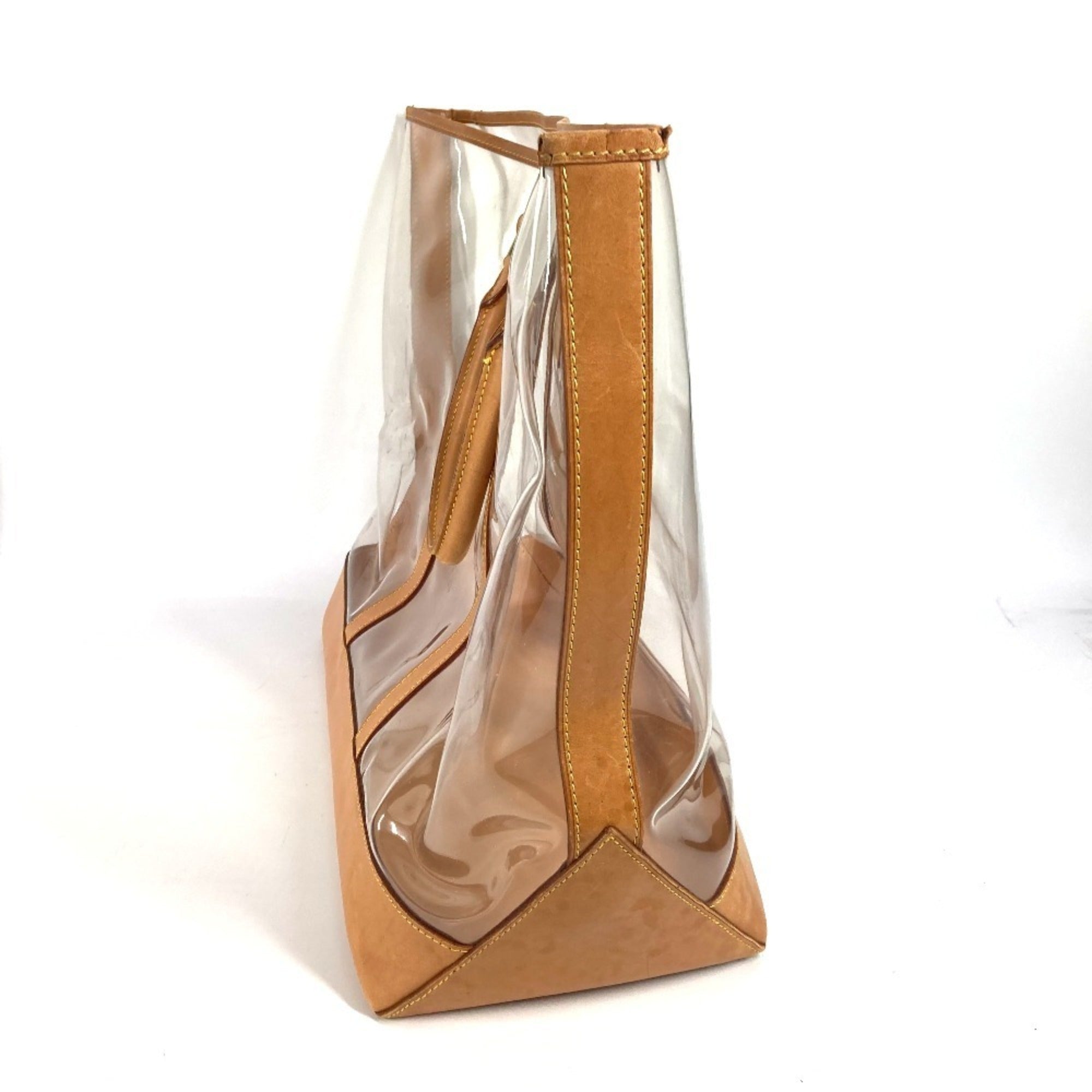 Louis Vuitton Beige Clear Vinyl Leather Shoulder Bag Tote Bag