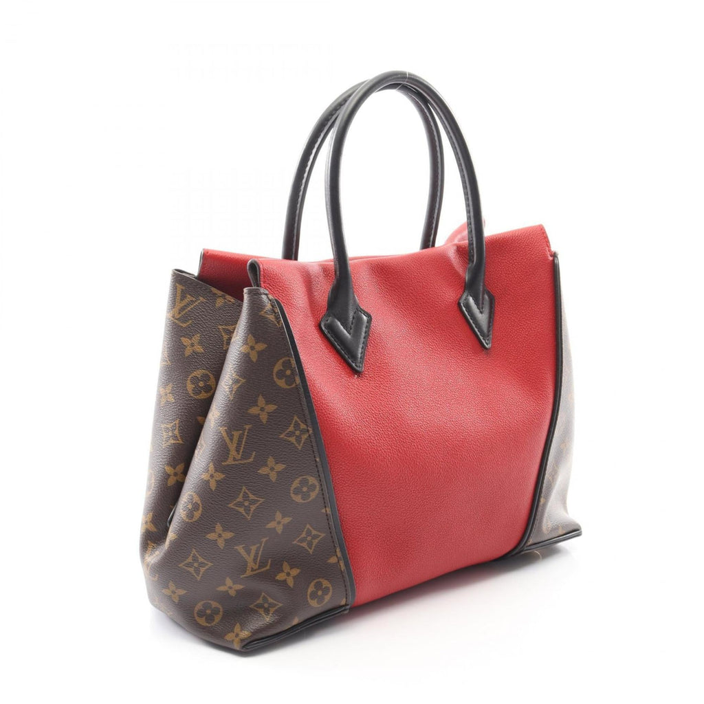 Louis Vuitton Black Brown Monogram Red Color Coated Canvas Leather Tote Bag