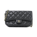 Chanel Black Grained Calfskin Phone Wallet