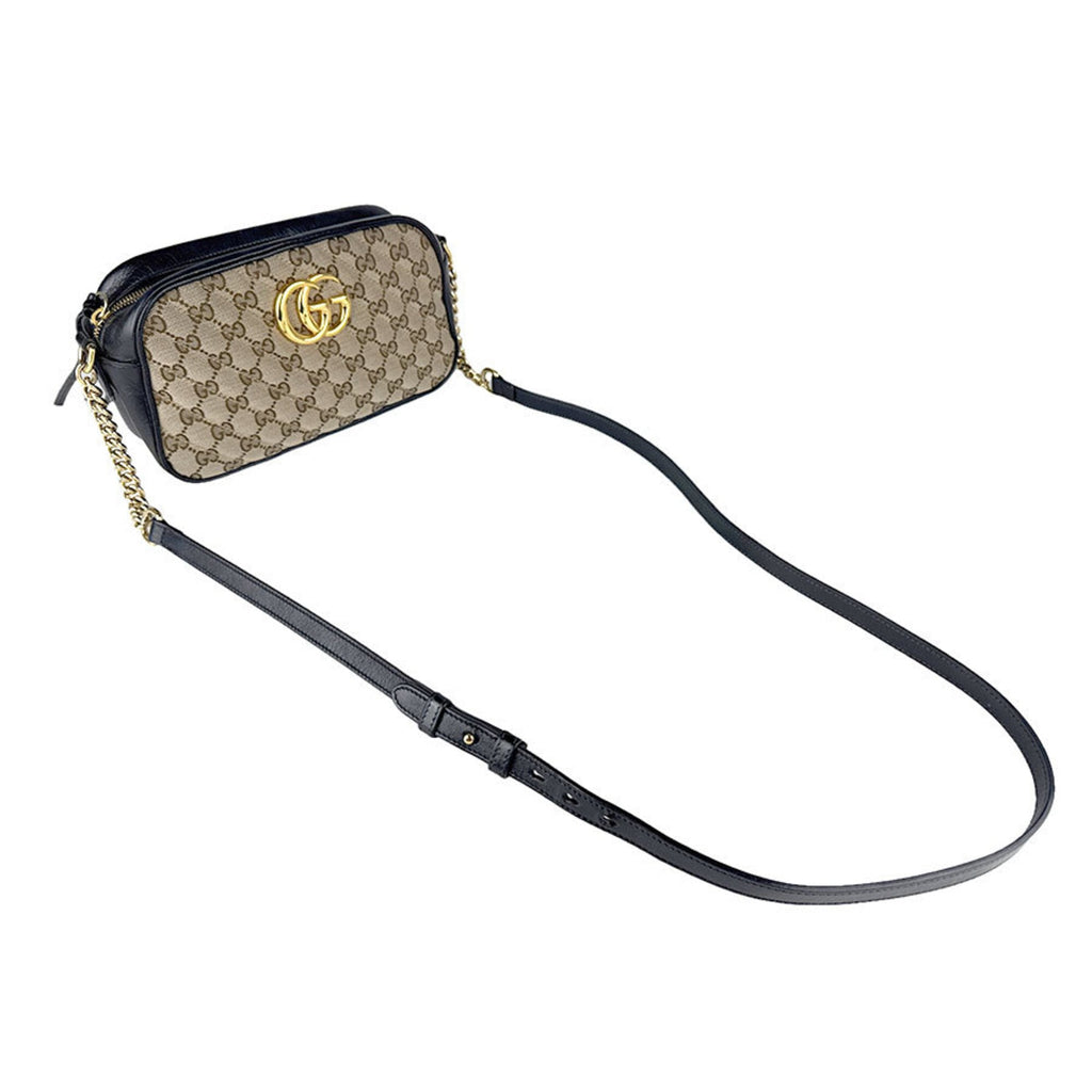 Gucci Black Brown Gg Canvas Leather Shoulder Bag (Pre-Owned)
