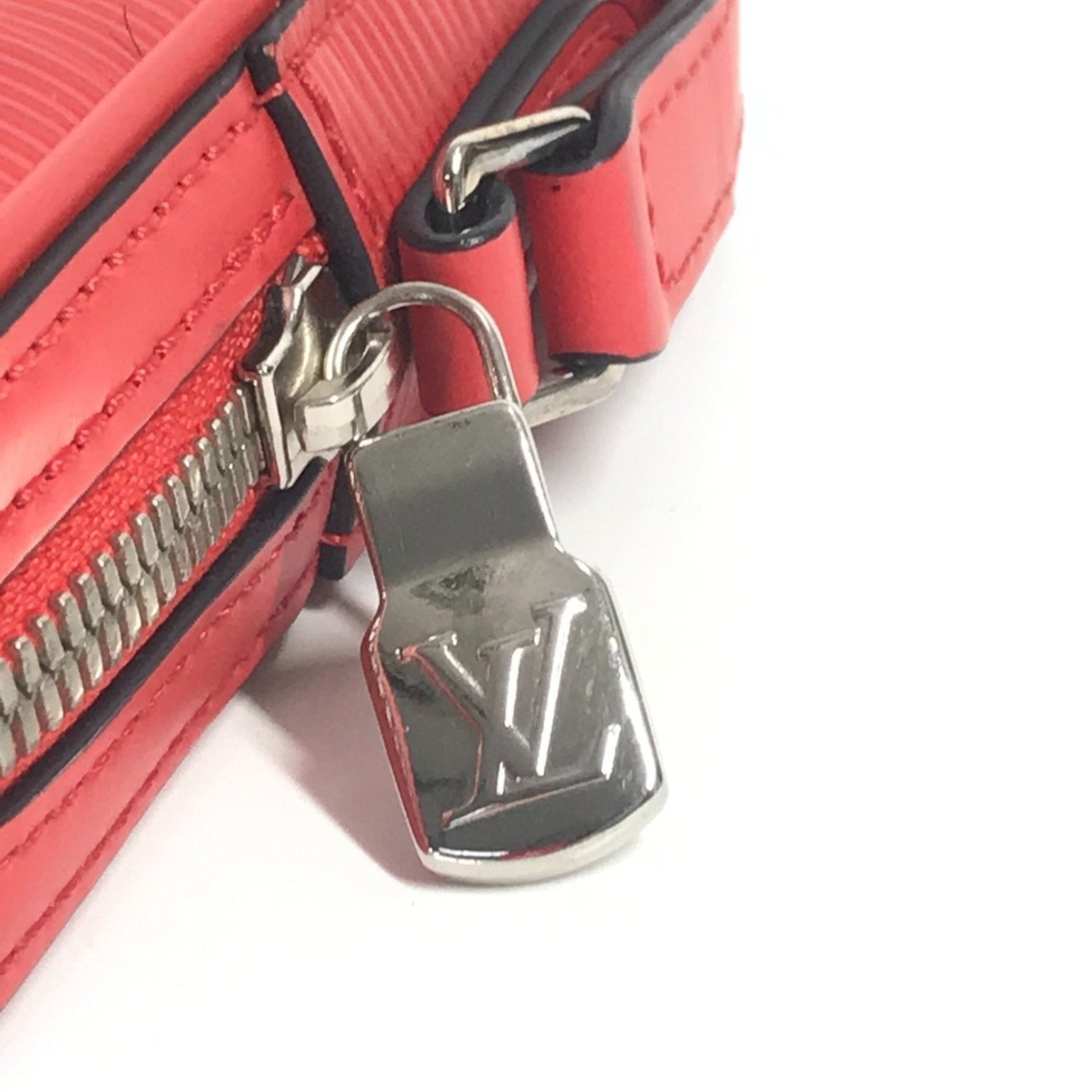 Louis Vuitton Red Color White Epi Leather Pochette Shoulder Bag