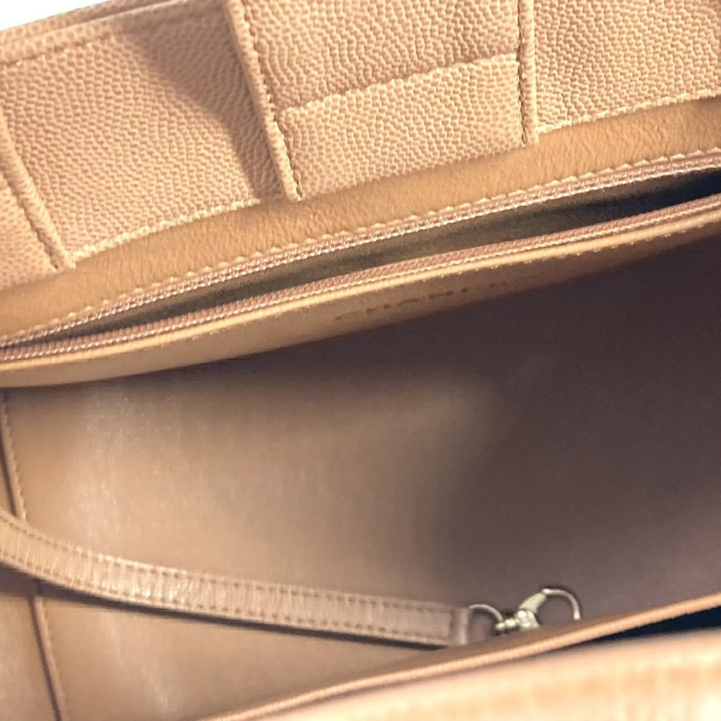 Chanel Beige Grained Calfskin Shoulder Bag Tote Bag