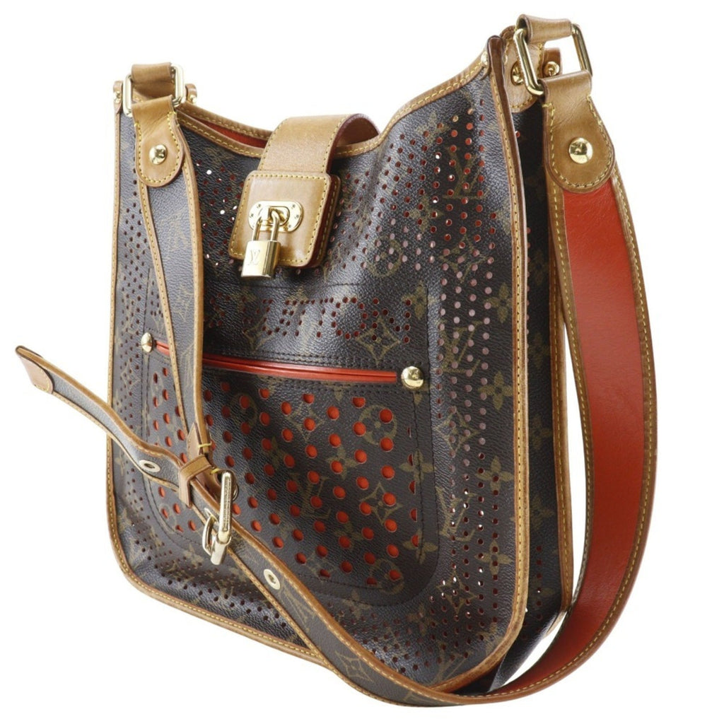 Louis Vuitton Brown Galle Orange Monogram Perforated Shoulder Bag