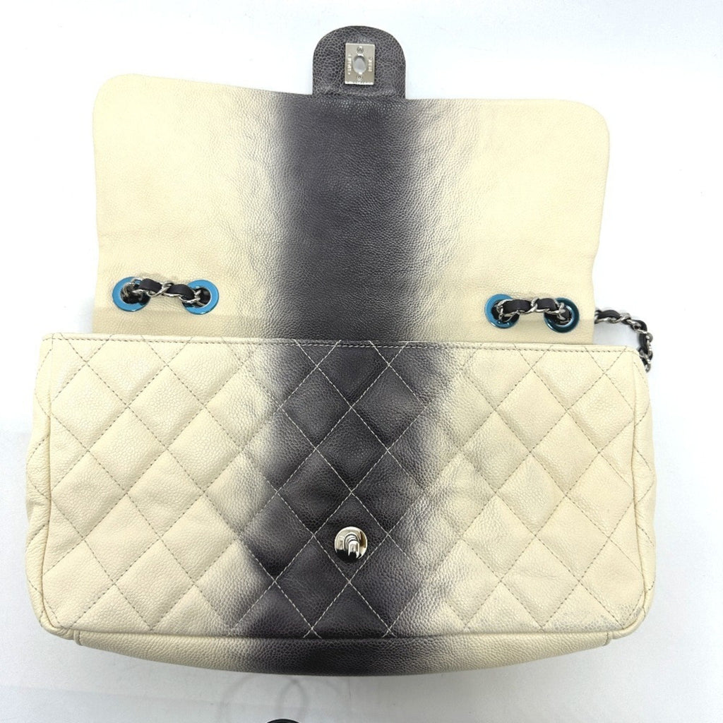 Chanel White Grained Calfskin Shoulder Bag