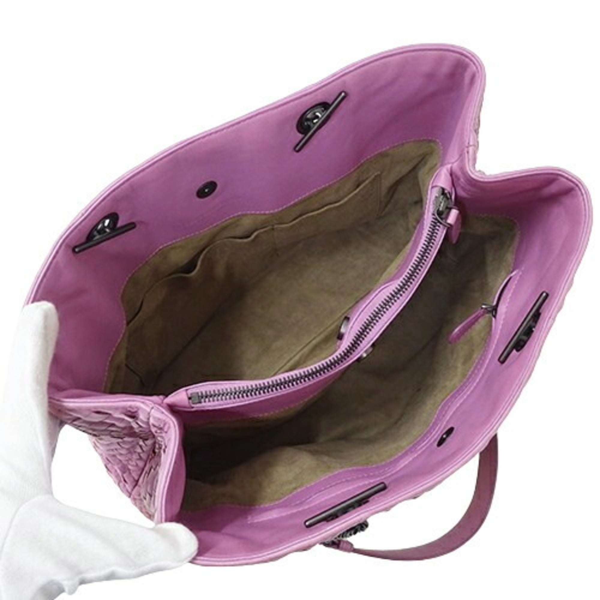 Bottega Veneta Pink Purple Leather Tote Bag