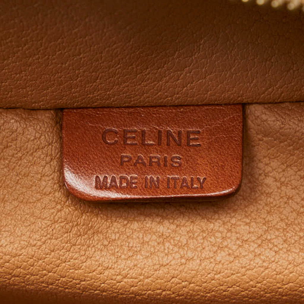 Celine Black Brown Pvc Leather Handbag Pouch Vanity Bag