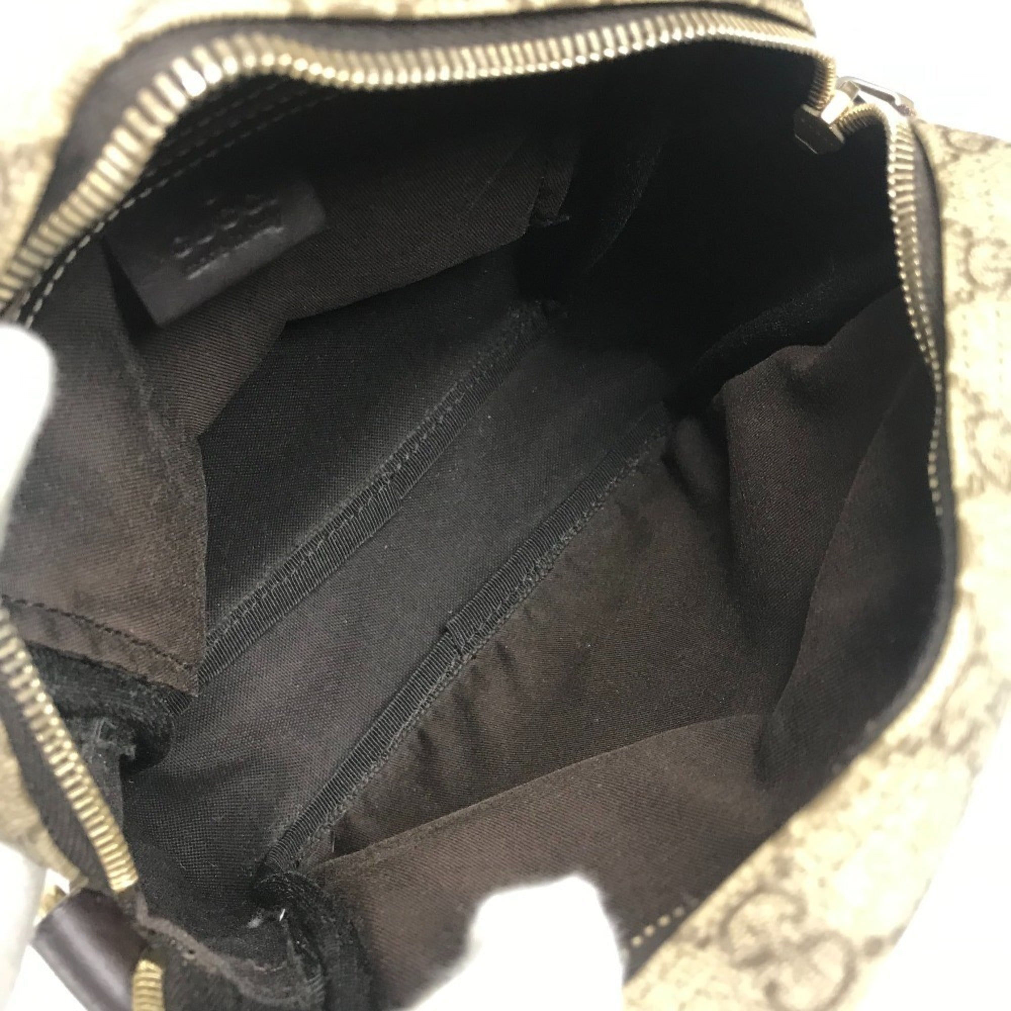 Gucci Beige Dark Brown Gg Supreme Canvas Leather Pochette Shoulder Bag (Pre-Owned)