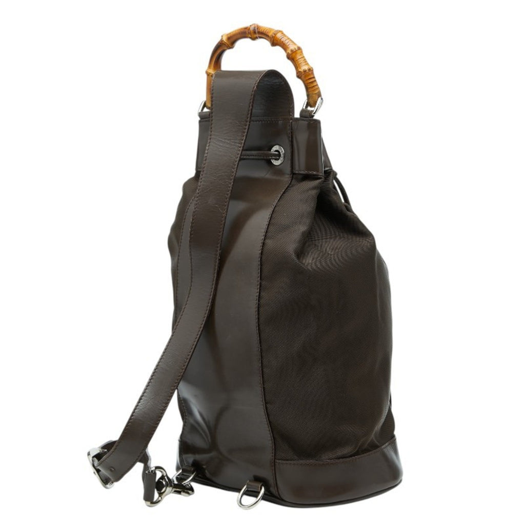 Gucci Brown Nylon Leather Shoulder Bag Sling Bag (Pre-Owned)